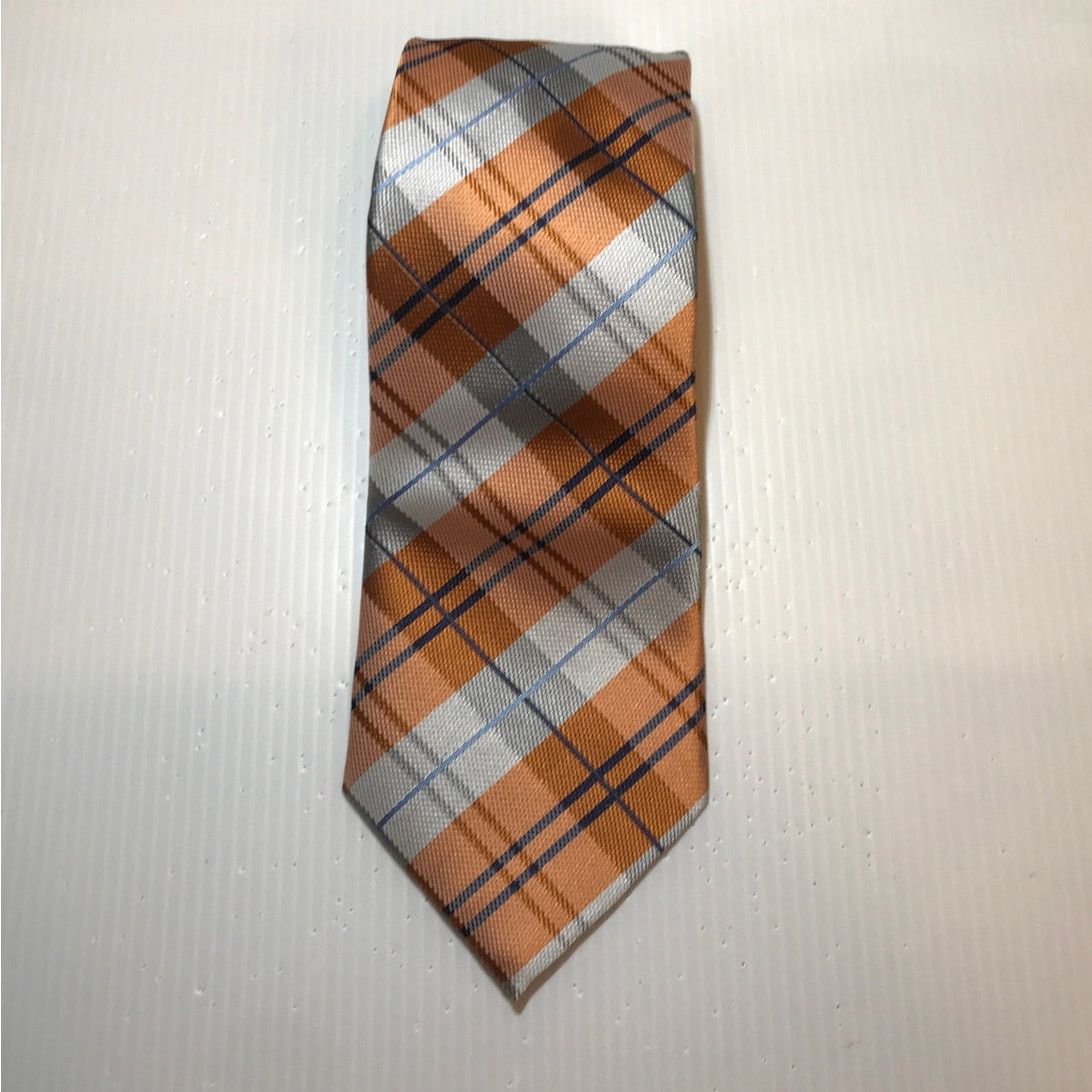 Other Clericci Orange Silver Plaid Wide Classic Mens Necktie Size ONE SIZE - 1 Thumbnail
