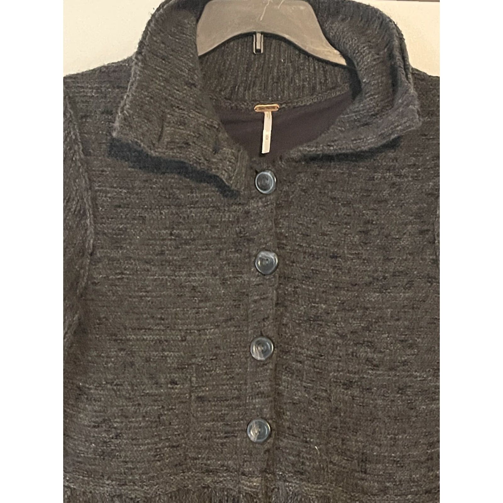 Free People FREE PEOPLE Chunky Knit Cardigan Sweater Women Medium Gray Wool Blend Size M / US 6-8 / IT 42-44 - 2 Thumbnail