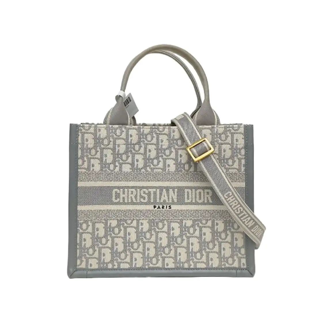 Dior DIOR Book Tote Small grey canvas monogram jacquard handbag gold hardware detacha Size ONE SIZE - 1 Thumbnail