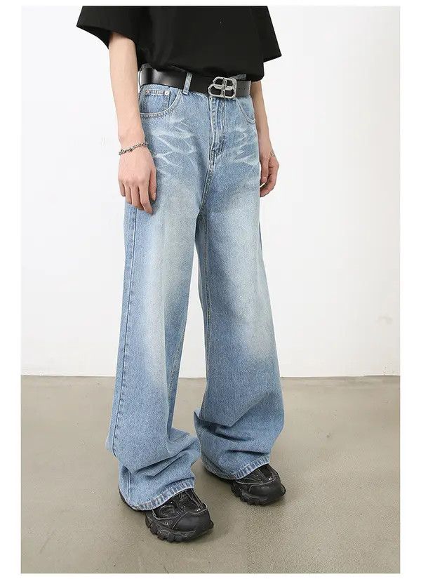 Japanese Brand Harada x Iken Japanese retro light blue loose straight jeans Size US 32 / EU 48 - 3 Thumbnail