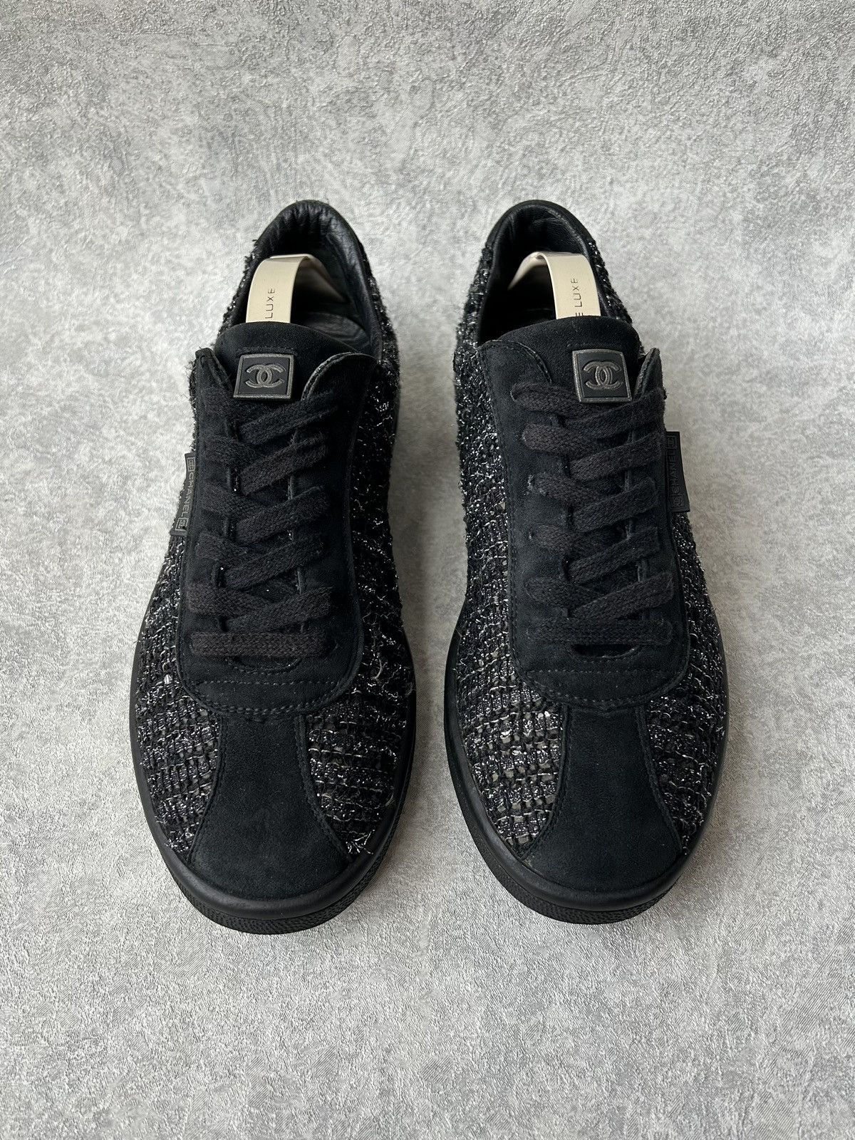 Chanel Chanel Coco Mark Black Tweed Sneakers Size US 8 / IT 38 - 5 Thumbnail