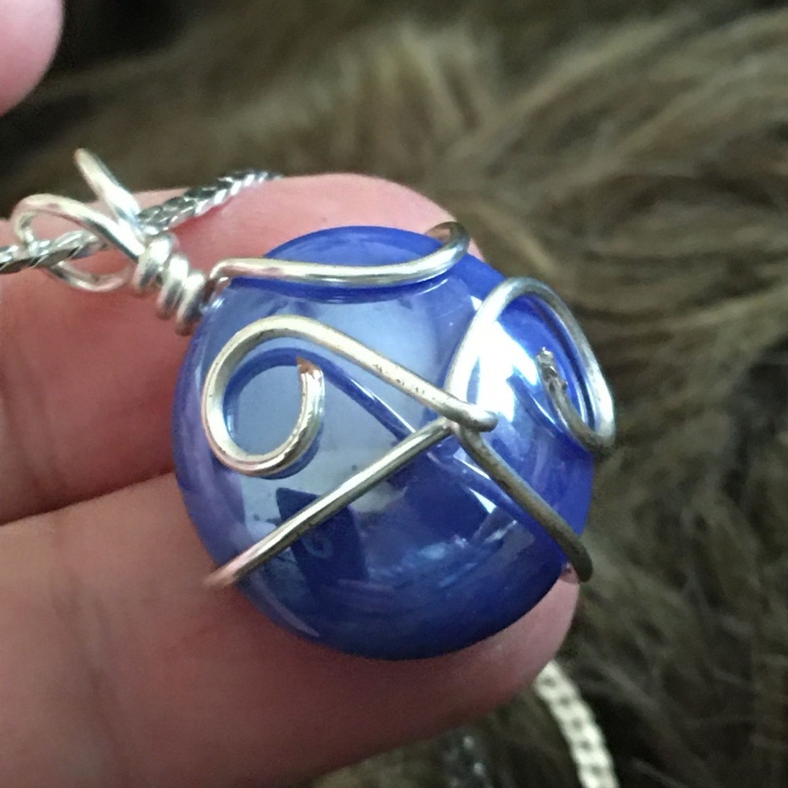 Jewelry Hand crafted iridescent glass pendant on chain Size ONE SIZE - 6 Thumbnail