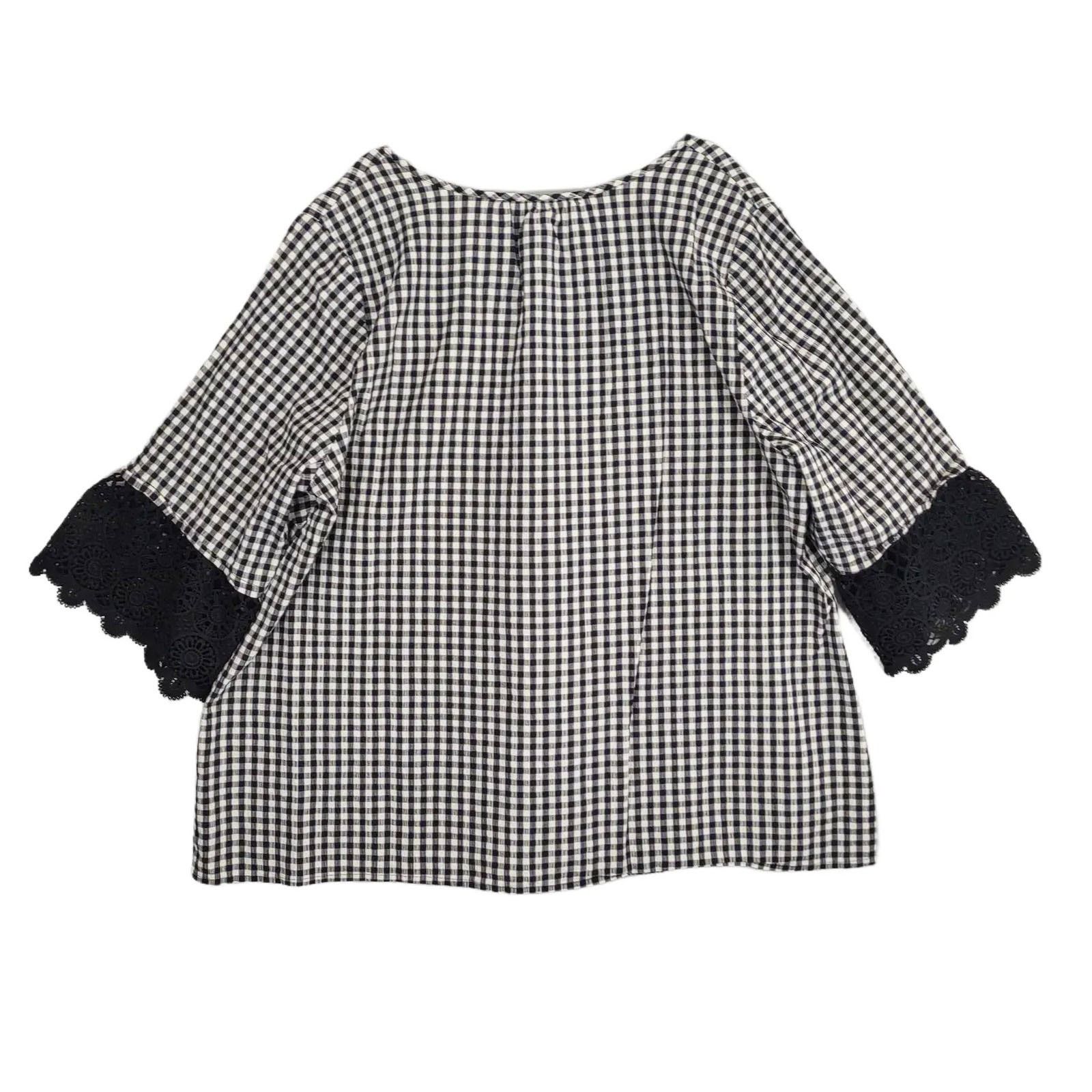 Other Catherines Women's 1X Black & White Gingham Check Blouse Top Size XL / US 12-14 / IT 48-50 - 2 Thumbnail