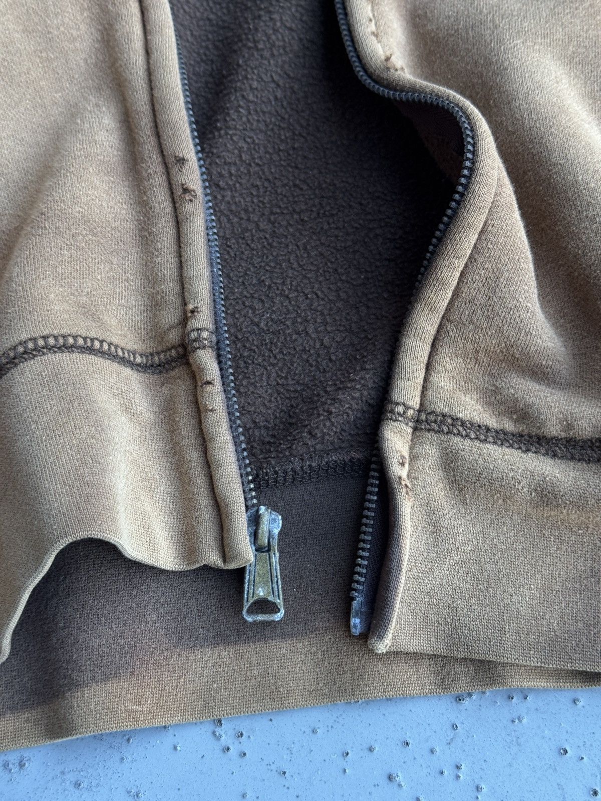 Vintage Faded distressed hoodie brown full zip vintage M-L Size US M / EU 48-50 / 2 - 16 Thumbnail