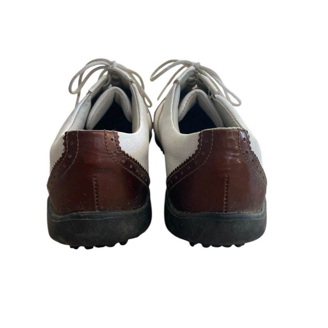 Footjoy Footjoy White and Brown LoPro Collection Leather Golf Shoes Size US 6.5 / IT 36.5 - 7 Thumbnail
