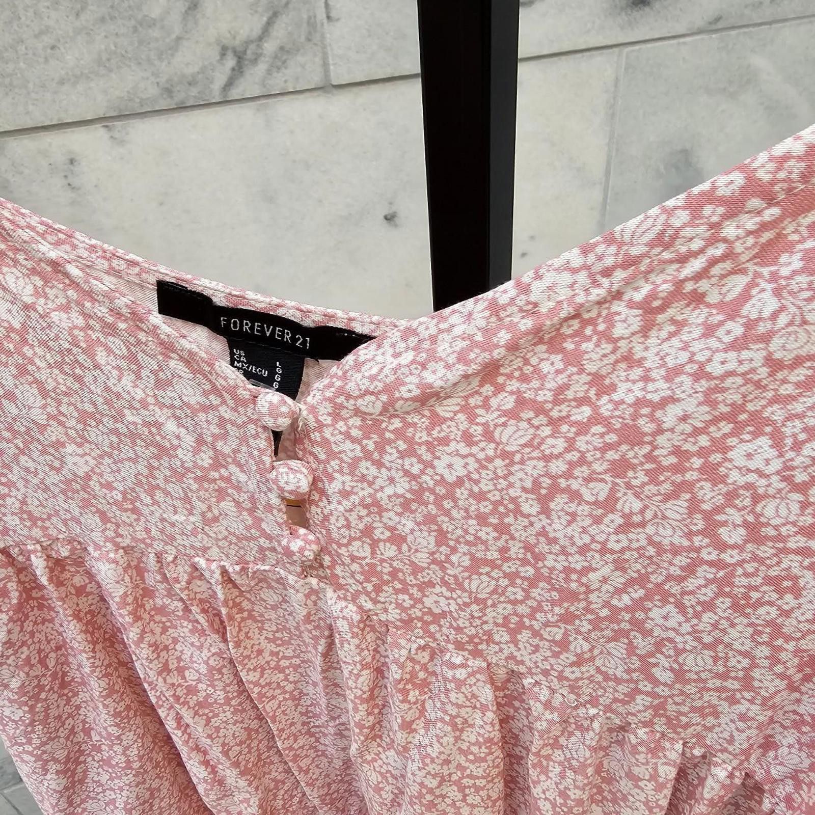 Forever 21 Forever 21 Women's White and Pink Floral Dress Size L / US 10 / IT 46 - 3 Thumbnail