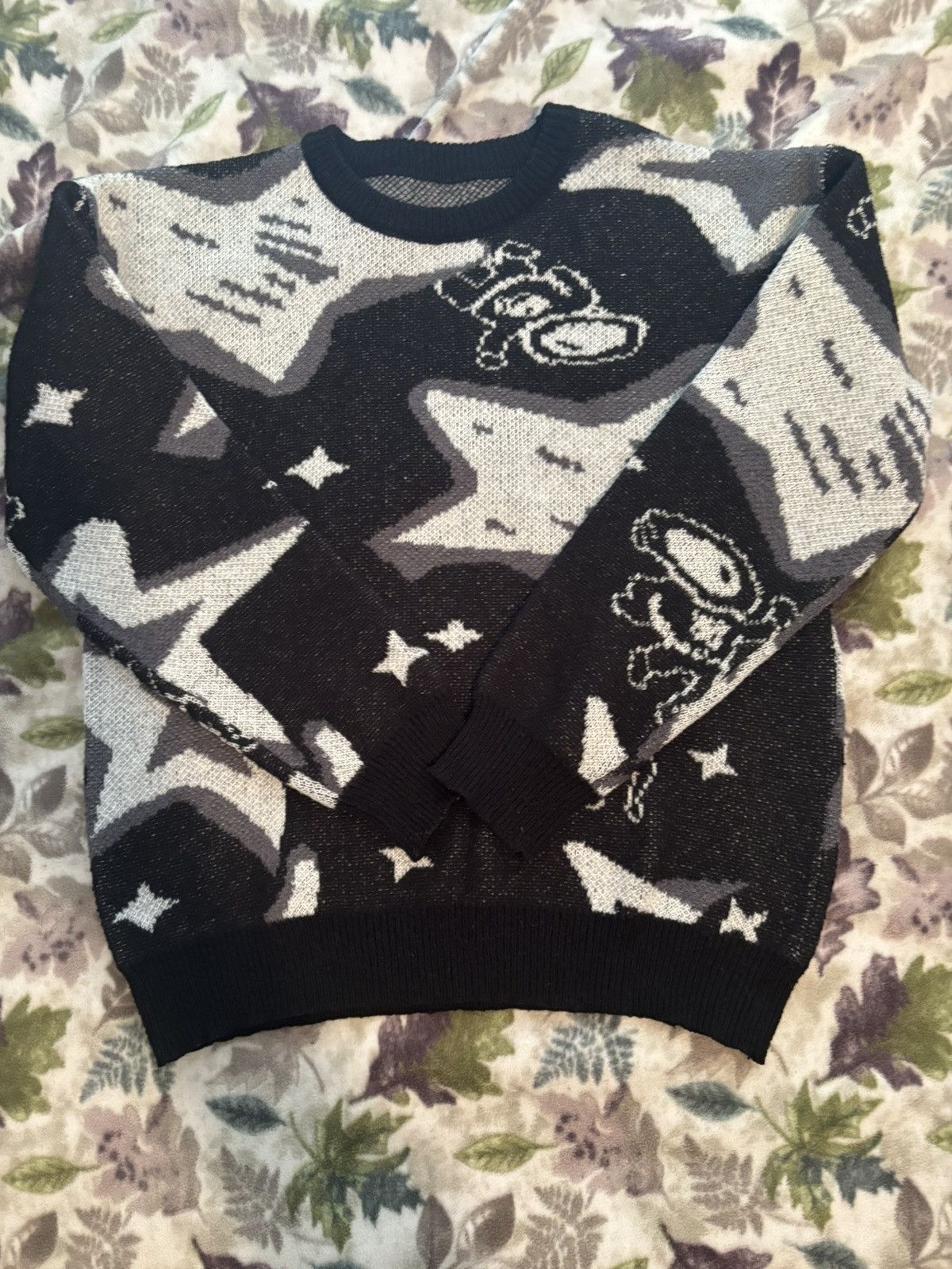 Other Y2K Space Graphic Sweater – Black/Grey/White Knit Streetwear Size US L / EU 52-54 / 3 - 2 Thumbnail