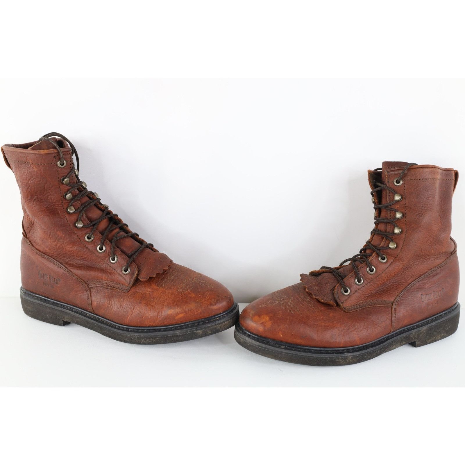 Vintage Vintage 90s Streetwear Tribal Fringed Leather Logger Boots Size US 10 / EU 43 - 1 Thumbnail