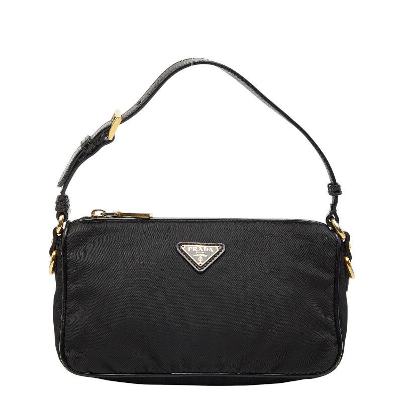 Prada Prada Triangle Logo Nylon Leather Shoulder Bag Textile Shoulder Bag Duty Free For Usa in Black, Women's