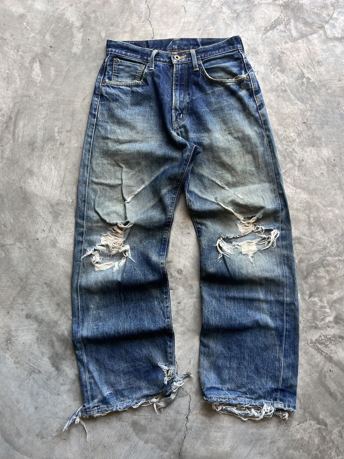 Edwin Vintage Edwin 505 Selvedge Distressed Denim Jeans Size US 31 - 1 Thumbnail
