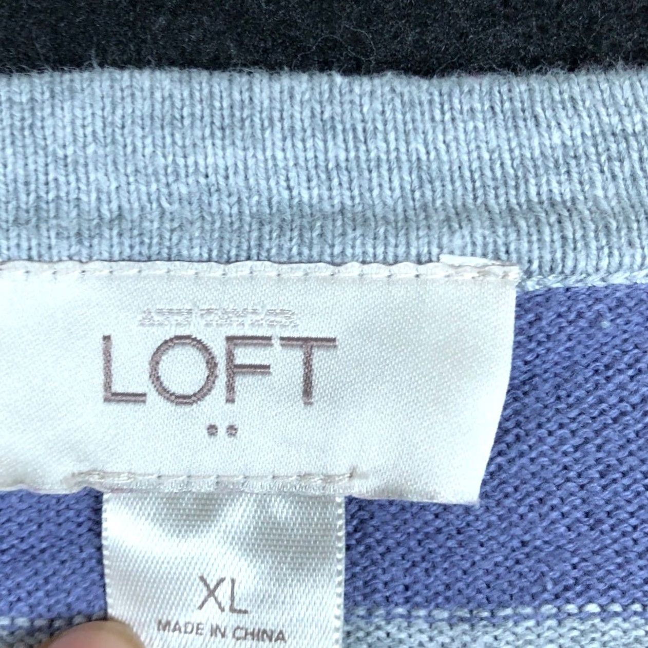 Loft Loft Cardigan Sweater Gray Purple Stripe Button Down XL Women's Knit V-Neck Casual Workwear Size XL / US 12-14 / IT 48-50 - 6 Thumbnail