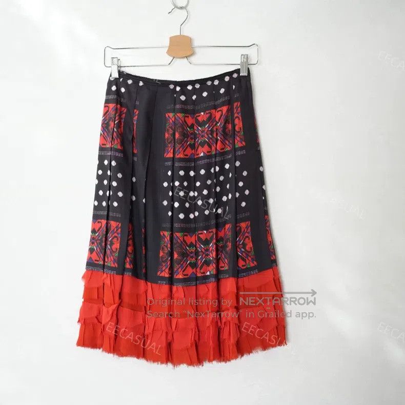 Comme des Garcons Comme Des Garcons size XS Red and black woven fringe pleat Size 23" - 2 Thumbnail