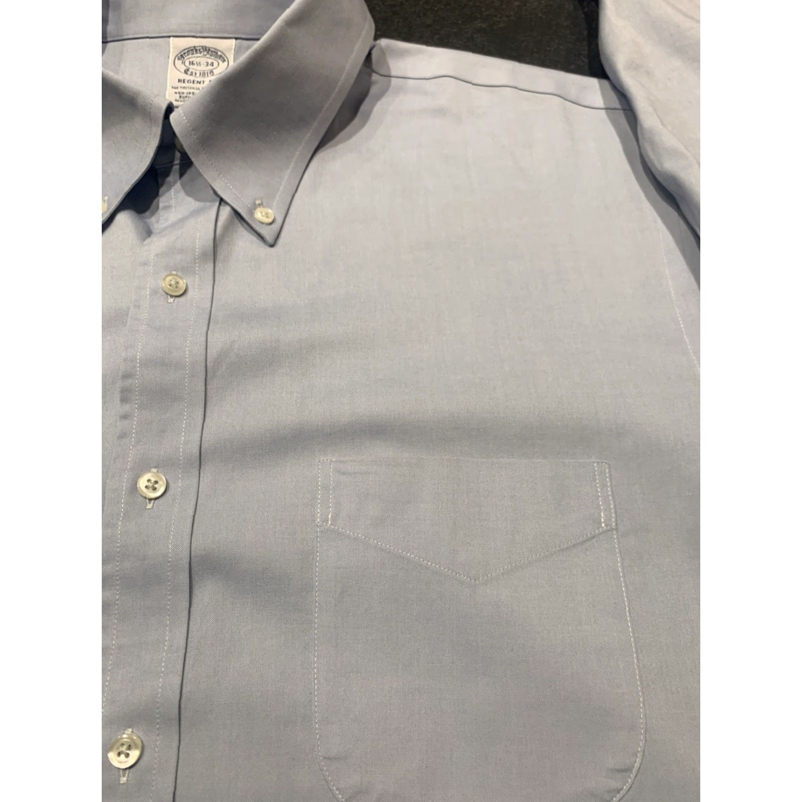 Brooks Brothers VINTAGE Brooks Brothers 1818 Regent Dress Shirt Men 16.5 Light Blue Cotton Button-Down Business Triggered Plaid Size 42R - 3 Thumbnail