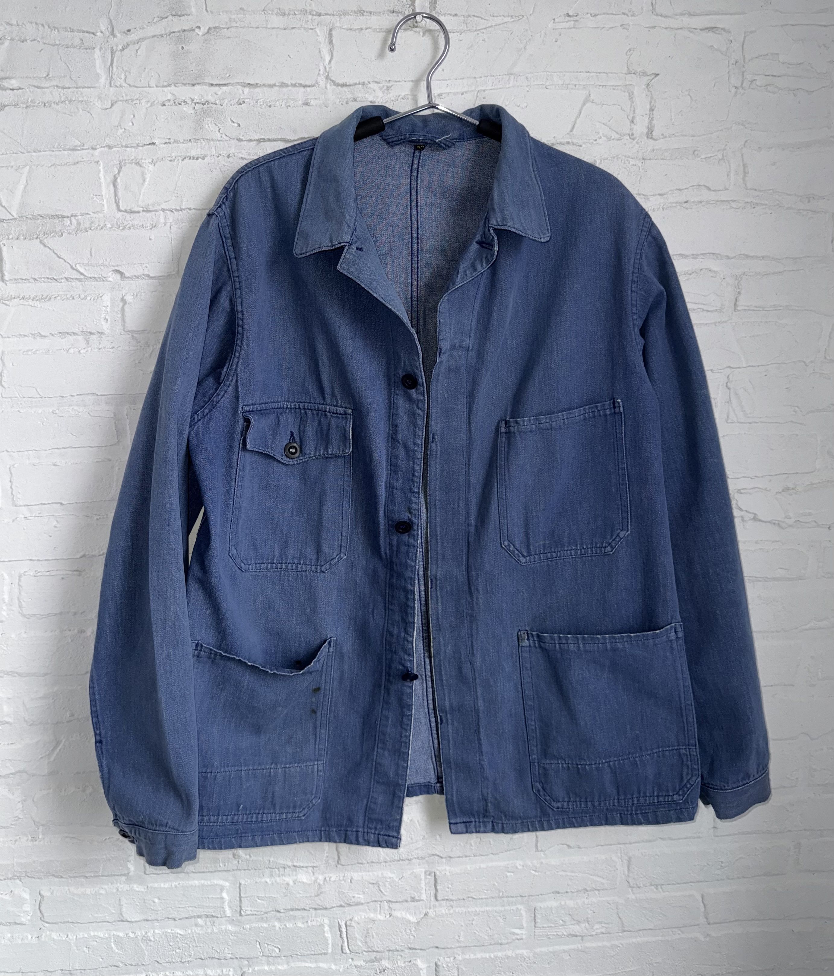 Vintage Vintage 80s French Work Denim Chore Jacket Size US M / EU 48-50 / 2 - 1 Thumbnail
