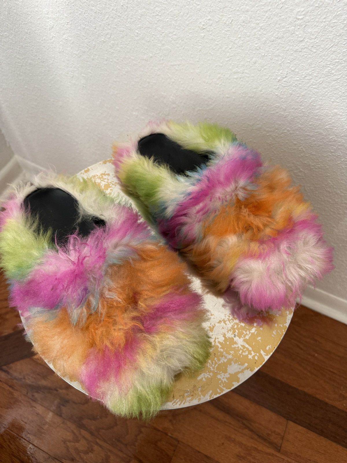 Marni Marni Mens Runway Rainbow shearling fur slippers sz43 (US10) Size US 10 / EU 43 - 1 Thumbnail