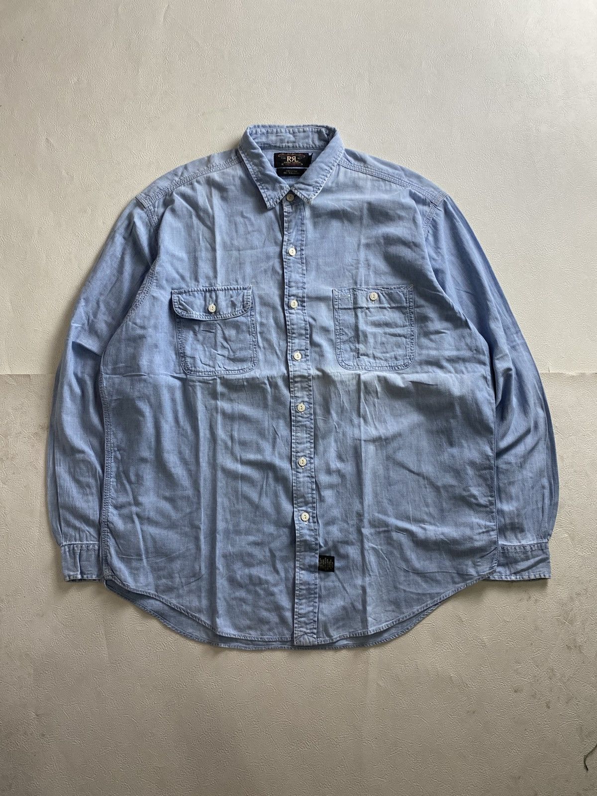 RRL Ralph Lauren Vintage 90s Double RL Chambray Shirt Size US XL / EU 56 / 4 - 1 Thumbnail