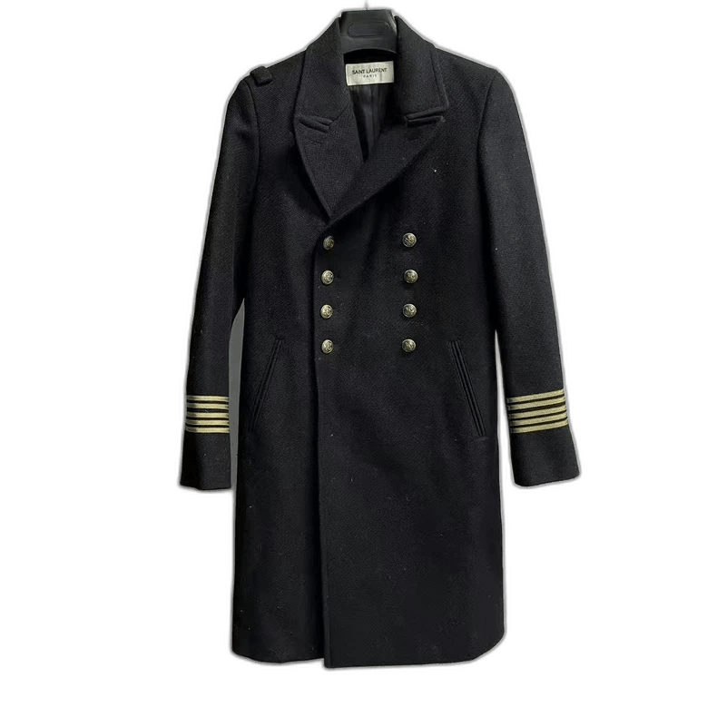 Saint Laurent Paris Black Double-Breasted Saint Laurent Coat Size US S / EU 44-46 / 1 - 1 Thumbnail