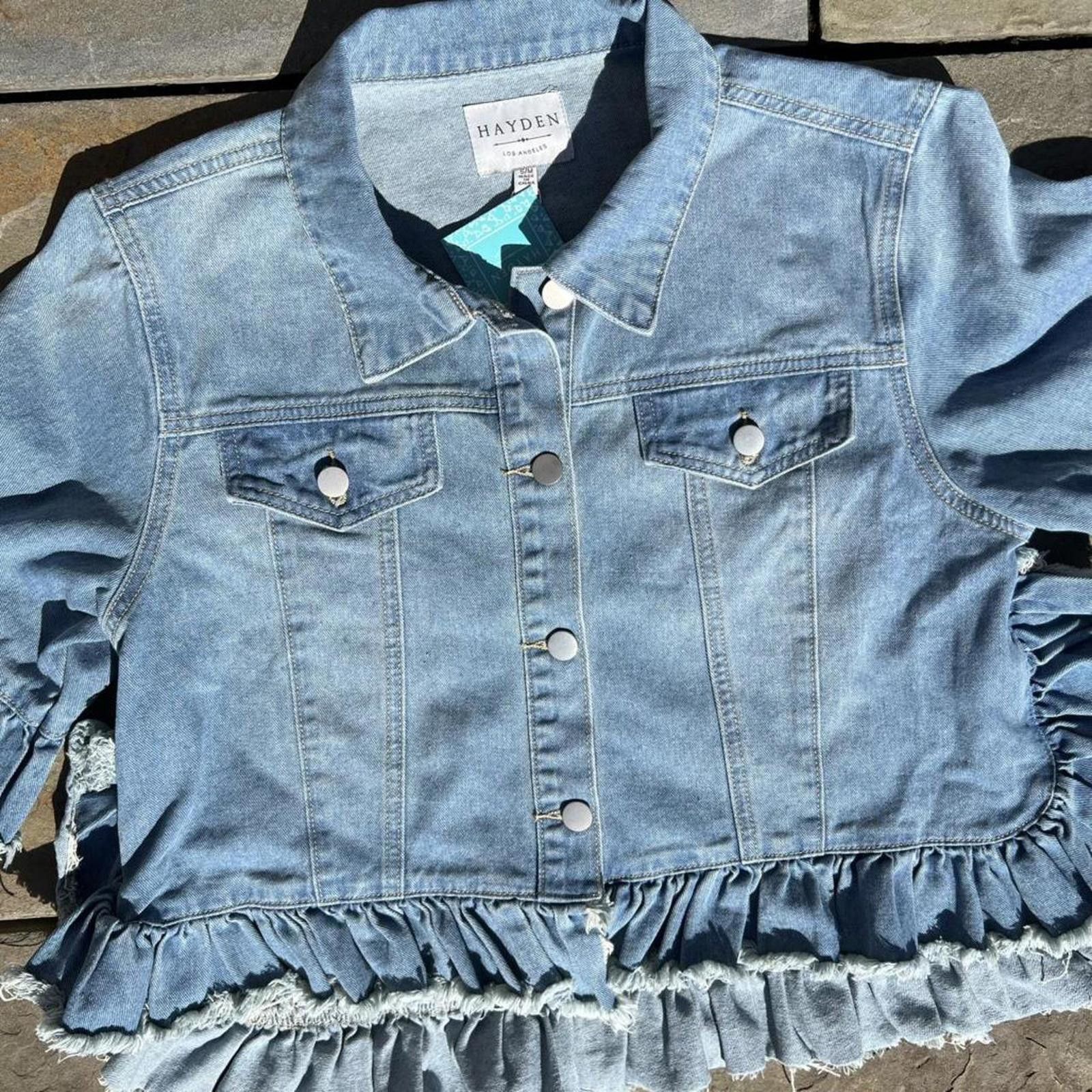 Other NWT Stonewashed Denim Ruched Frill Jacket Size S / US 4 / IT 40 - 3 Thumbnail