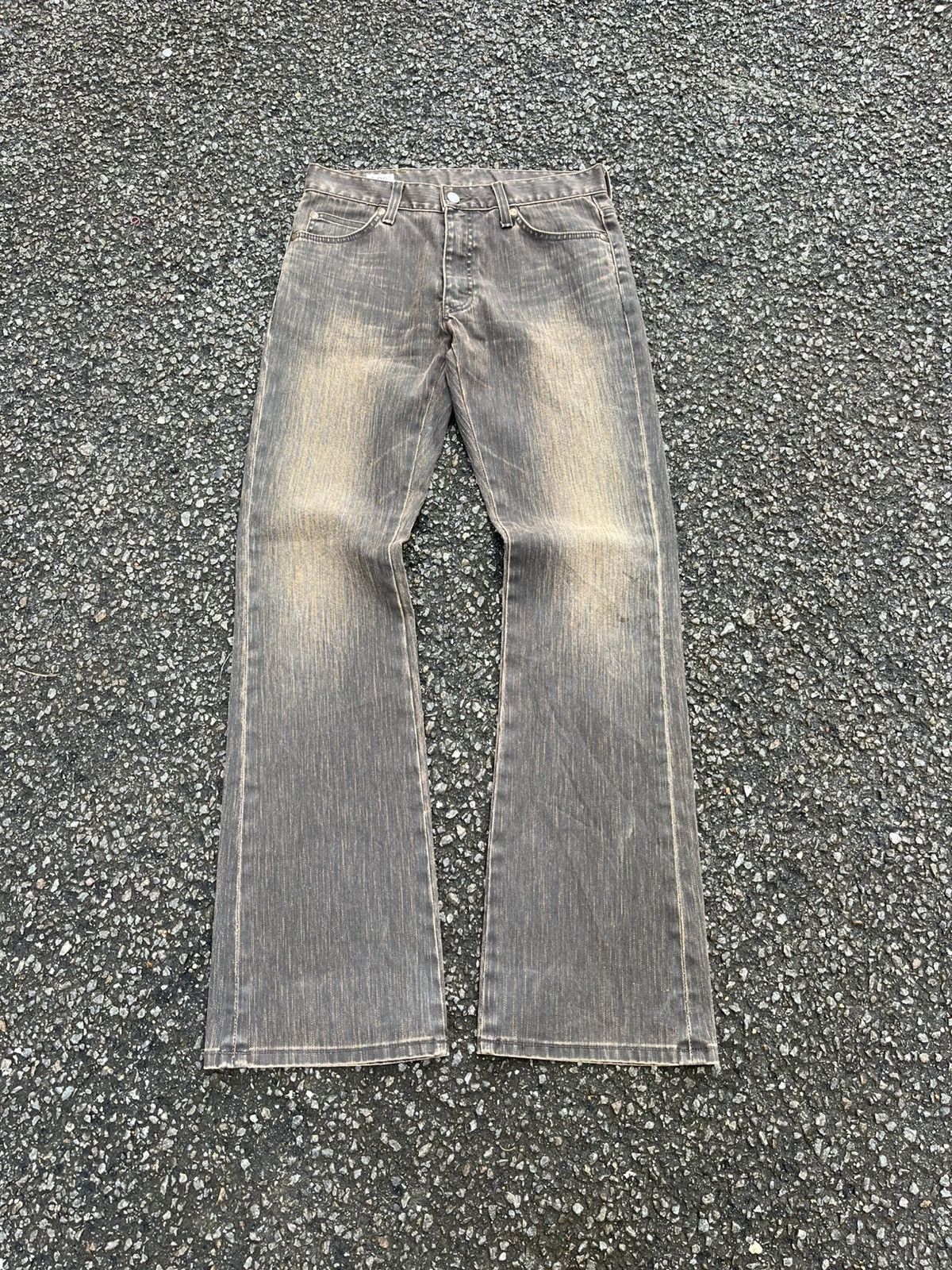 Japanese Lee Flare Jeans Faded Brown Bootcut Denim Pants