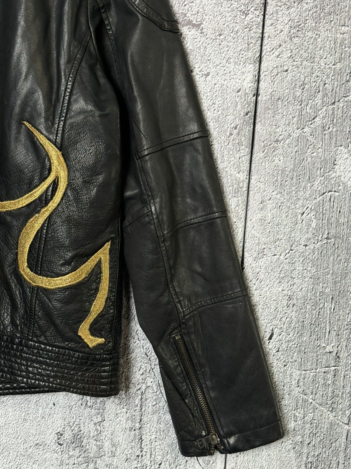 Wilsons Leather Vintage Wilsons Leather Black Biker Jacket Embroidered Flame Size US S / EU 44-46 / 1 - 6 Thumbnail