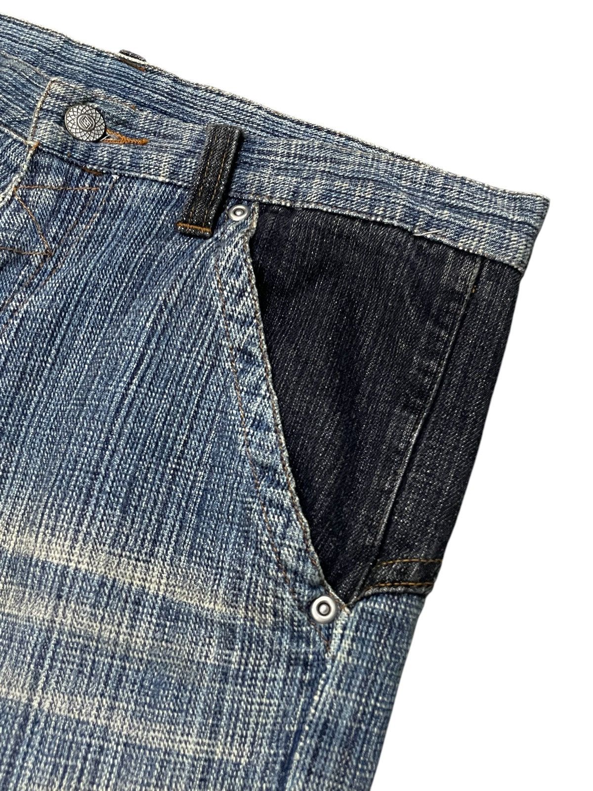 Blue Blue Japan × Hysteric Glamour × Japanese Brand Gumu International Indigo Wash Hand Stripped Woven Jeans Size US 30 / EU 46 - 8 Thumbnail