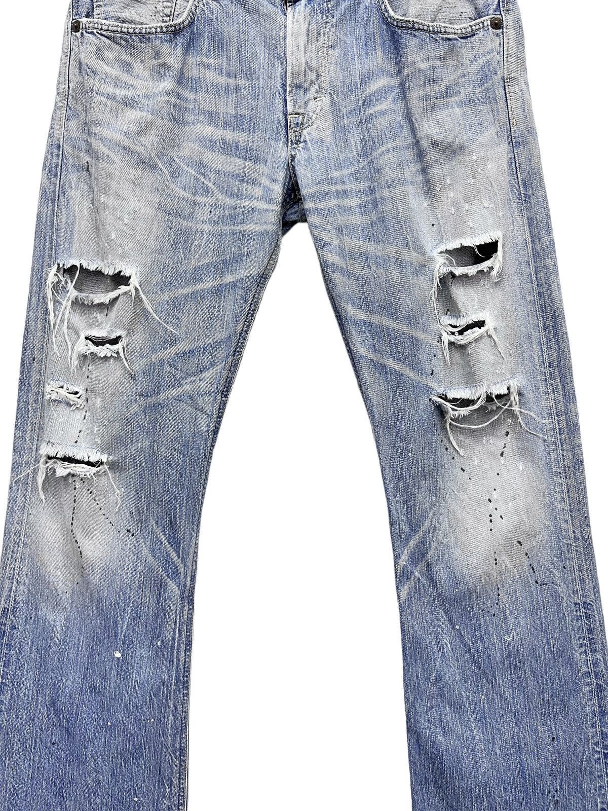 Edwin FYE RARE🔥EDWIN Thrashed Natural Ripped Light Wash FLARED🔥 Size US 34 / EU 50 - 2 Thumbnail
