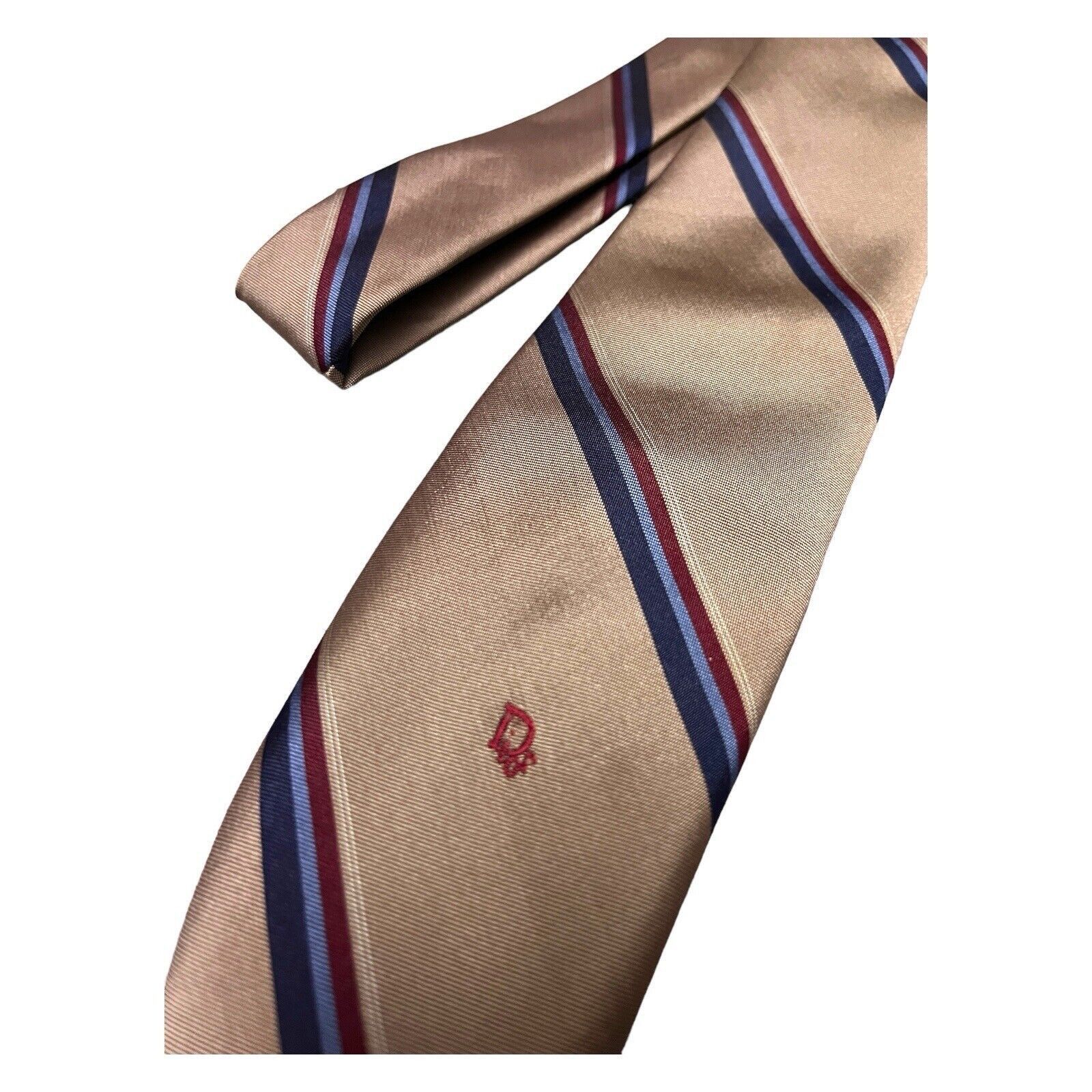 Dior Vintage 90s CHRISTIAN DIOR Luxury Designer Silk Brown Tie Size ONE SIZE - 5 Thumbnail
