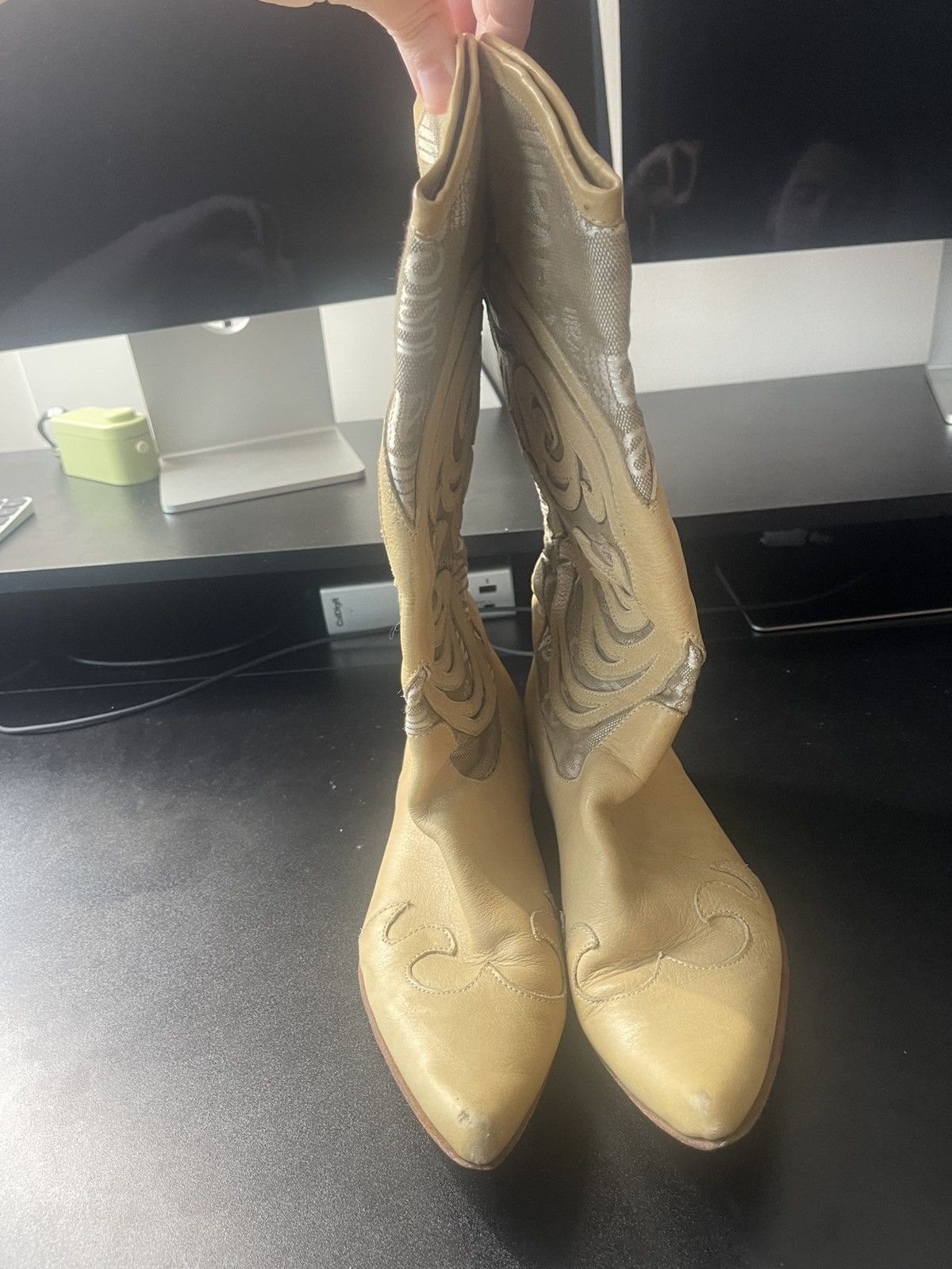 Just Cavalli Just Cavalli Women's Tan and Cream Boots In Good Used Cond Size US 8 / IT 38 - 2 Thumbnail