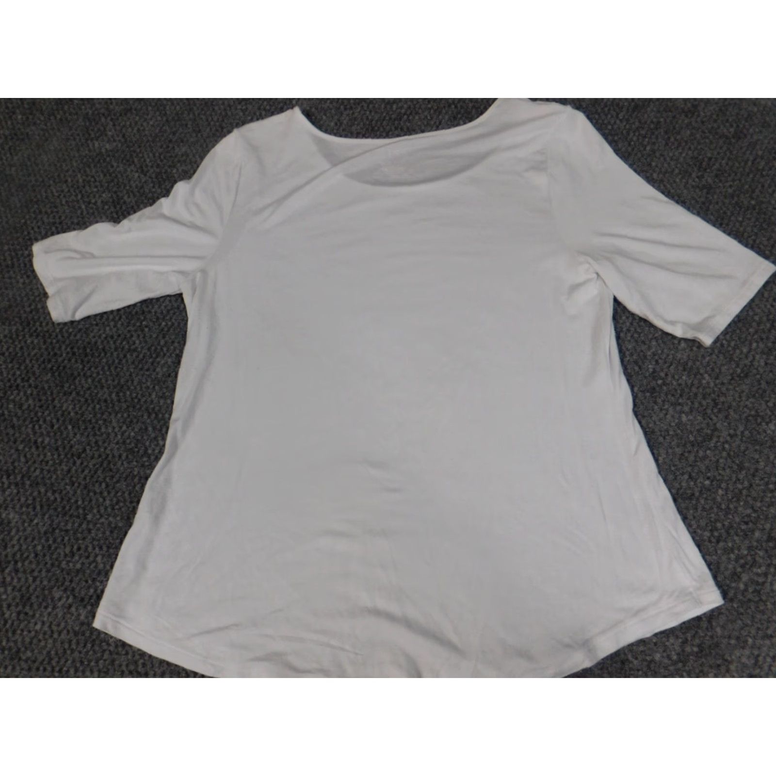 Apt. 9 Apt 9 Blouse Petites White Cap Sleeve Crew Neck Pullover Stretch 3/4 Sleeve Casual Women Boyfriend? Size L / US 10 / IT 46 - 7 Thumbnail