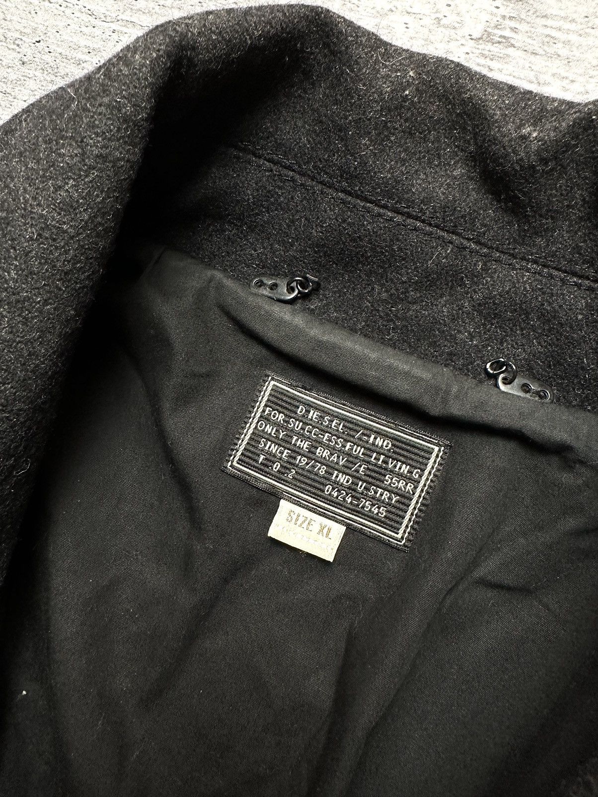 Diesel Vintage Diesel Wool Double Breasted Leather Insert Pea Coat Size US XL / EU 56 / 4 - 8 Thumbnail
