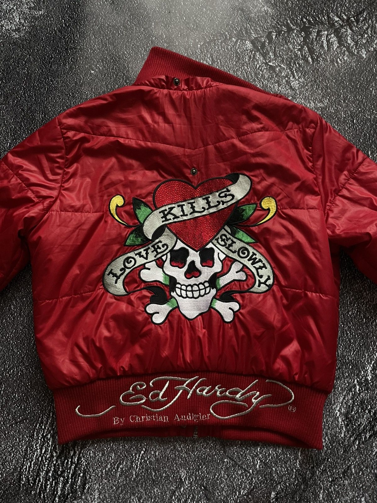Ed Hardy Vintage Y2K Ed Hardy bomber jacket by Christian Audigier Size L / US 10 / IT 46 - 2 Thumbnail