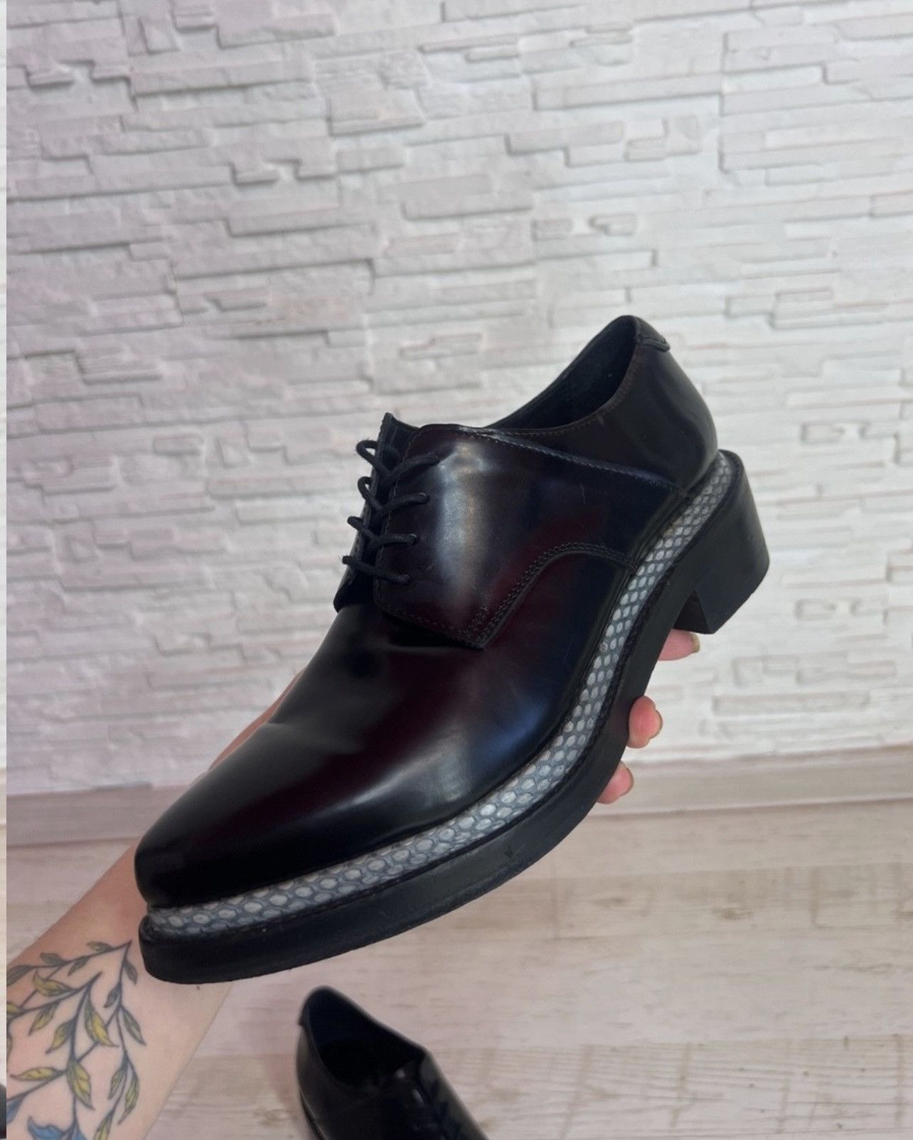 Acne Studios Acne Studios Lark Leather Loafers Black Snake Panel Size 40 Size US 10 / IT 40 - 10 Thumbnail