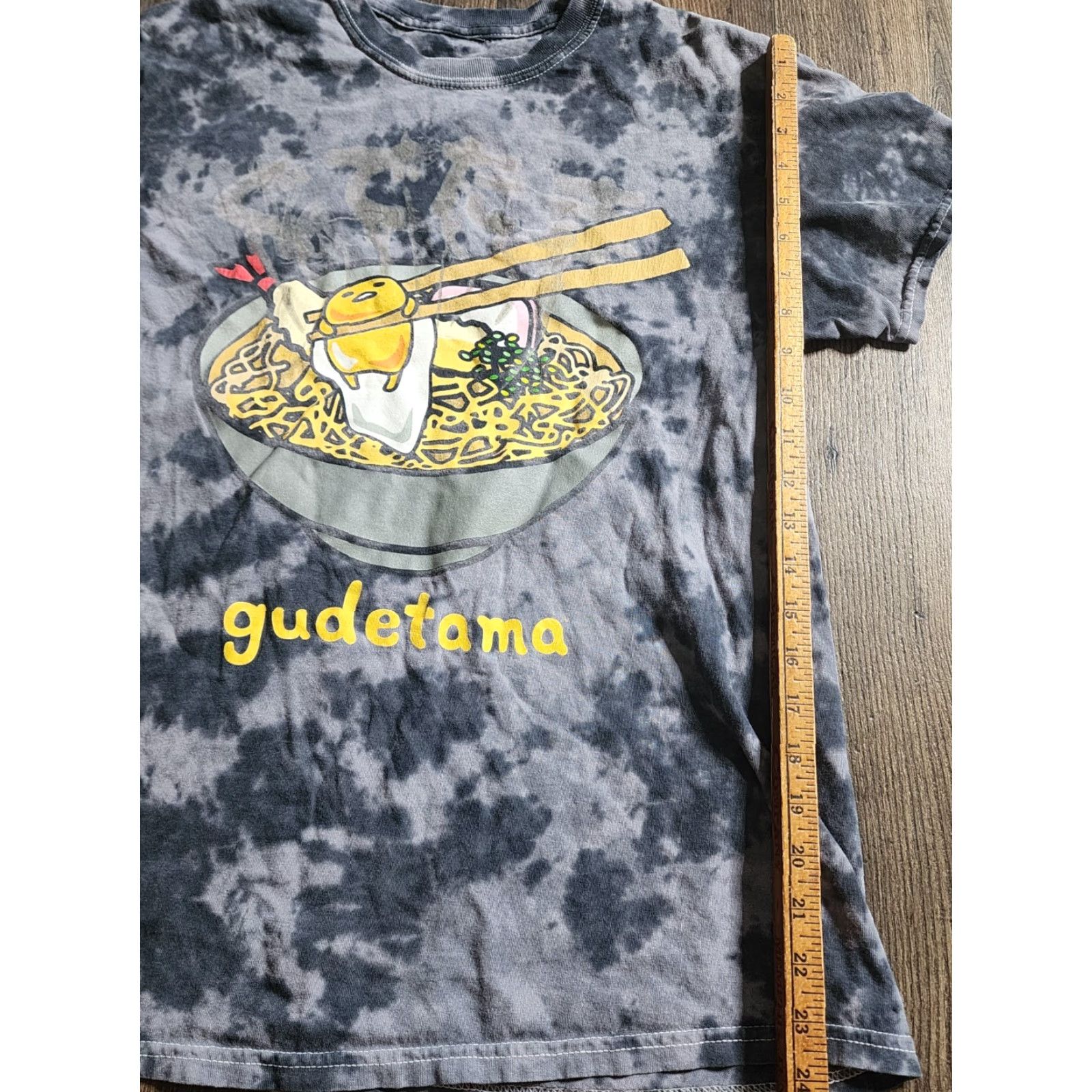 Vintage Gudetama T-Shirt Unisex Adults Black Short Sleeve Crew Neck Logo Graphic Print 2010-2019 Sanario Tie Dye Anime Funny Modern Worthing Gudetama Size US S / EU 44-46 / 1 - 3 Thumbnail