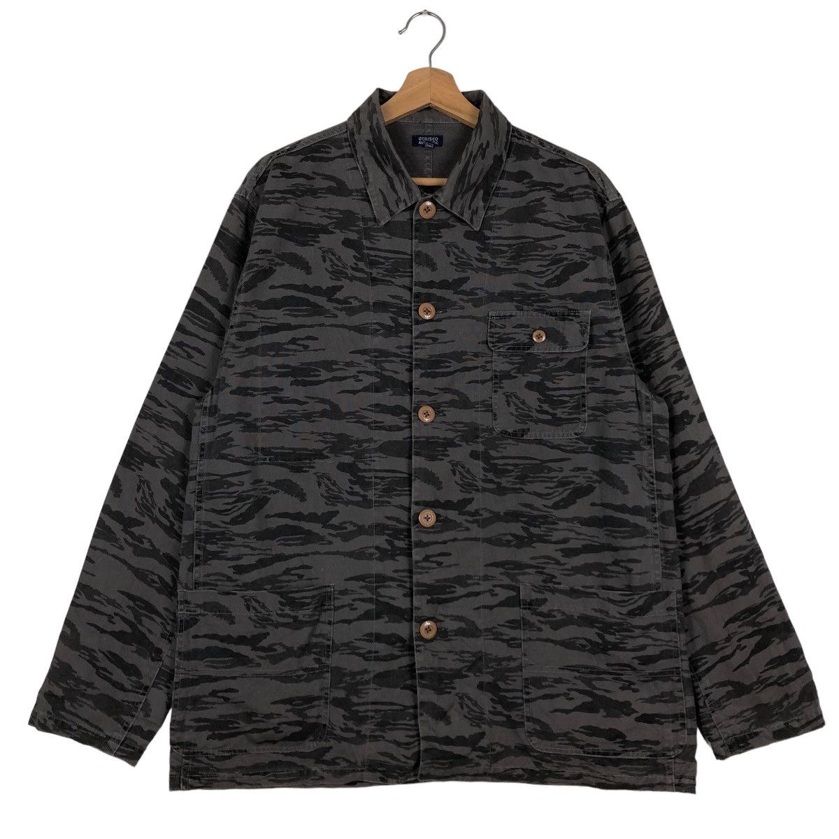 🔥90's Camo Tiger Striped Chore Jacket Corisco Japan Made