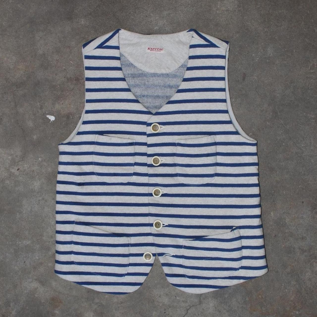 Kapital KAPITAL 2000s White Blue Striped Vest Size US XS / EU 42 / 0 - 1 Thumbnail