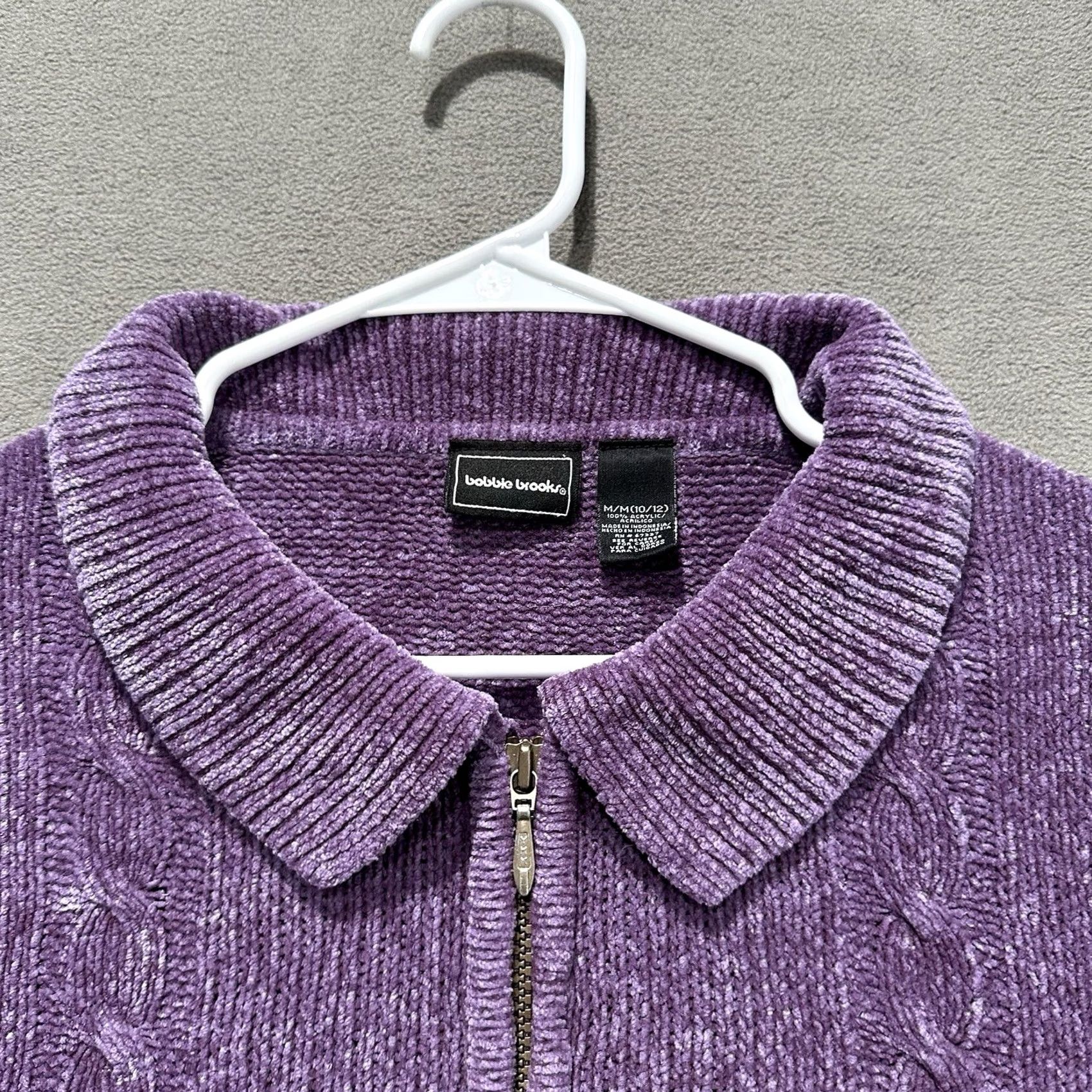 Vintage VINTAGE Bobbie Brooks Sweater Womens Medium Purple Cable Knit Full Zip 90s READ Size XL / US 12-14 / IT 48-50 - 3 Thumbnail