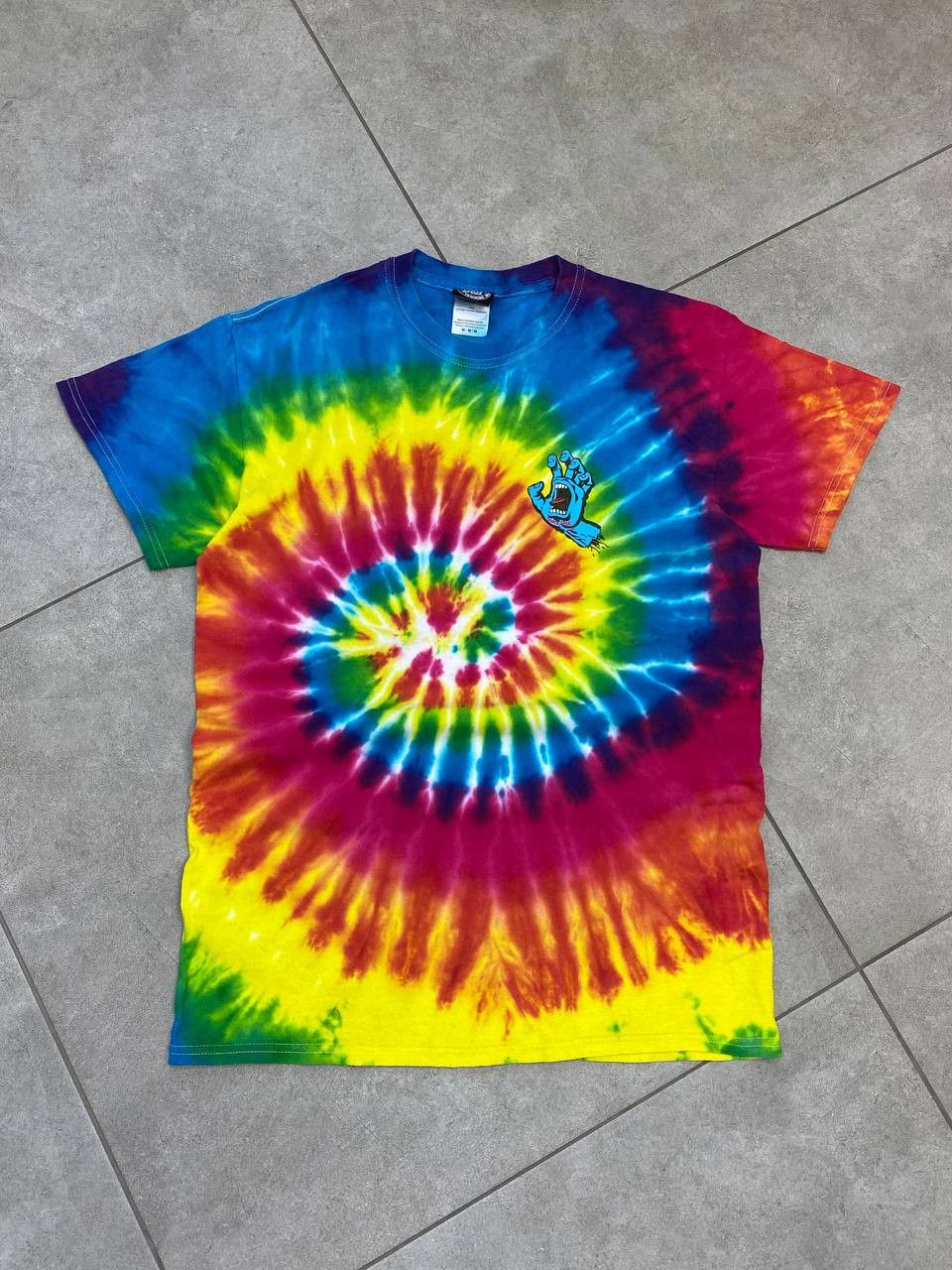 Santa Cruz Skateboards Vintage Santa Cruz Skateboards Hand Print Tie Dye T-Shirt Size US M / EU 48-50 / 2 - 2 Thumbnail