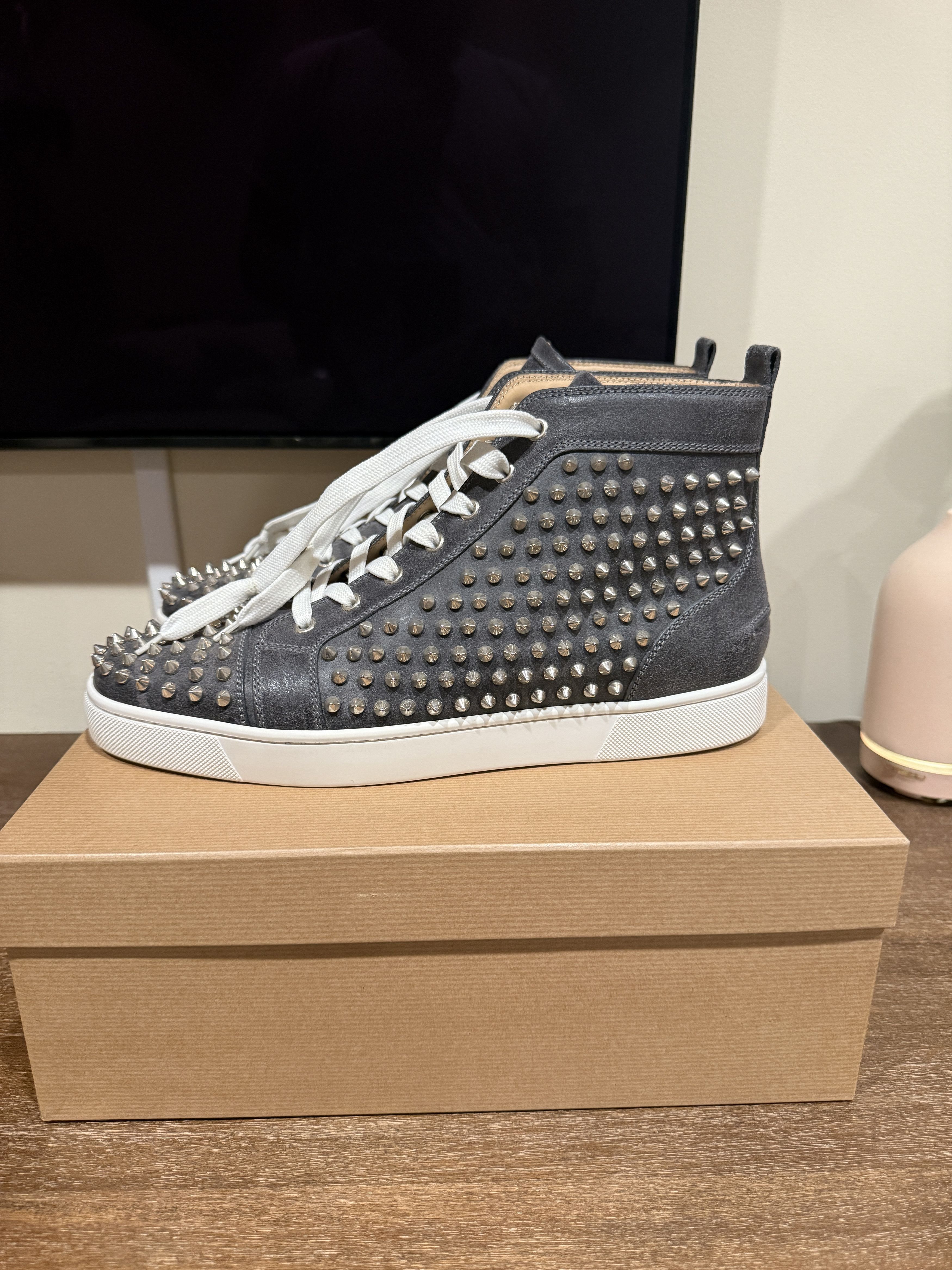 Christian Louboutin Louis Flat Spikes Grey/Silver Size 44 Size US 11 / EU 44 - 1 Thumbnail