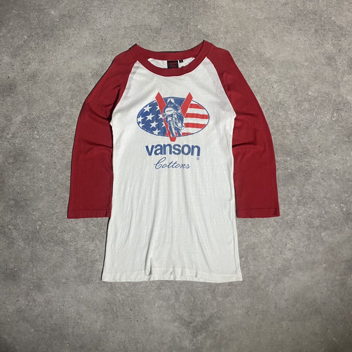 Vanson Leathers Vanson Cotton Vintage Motorcycle Raglan Tee Size US S / EU 44-46 / 1 - 1 Thumbnail