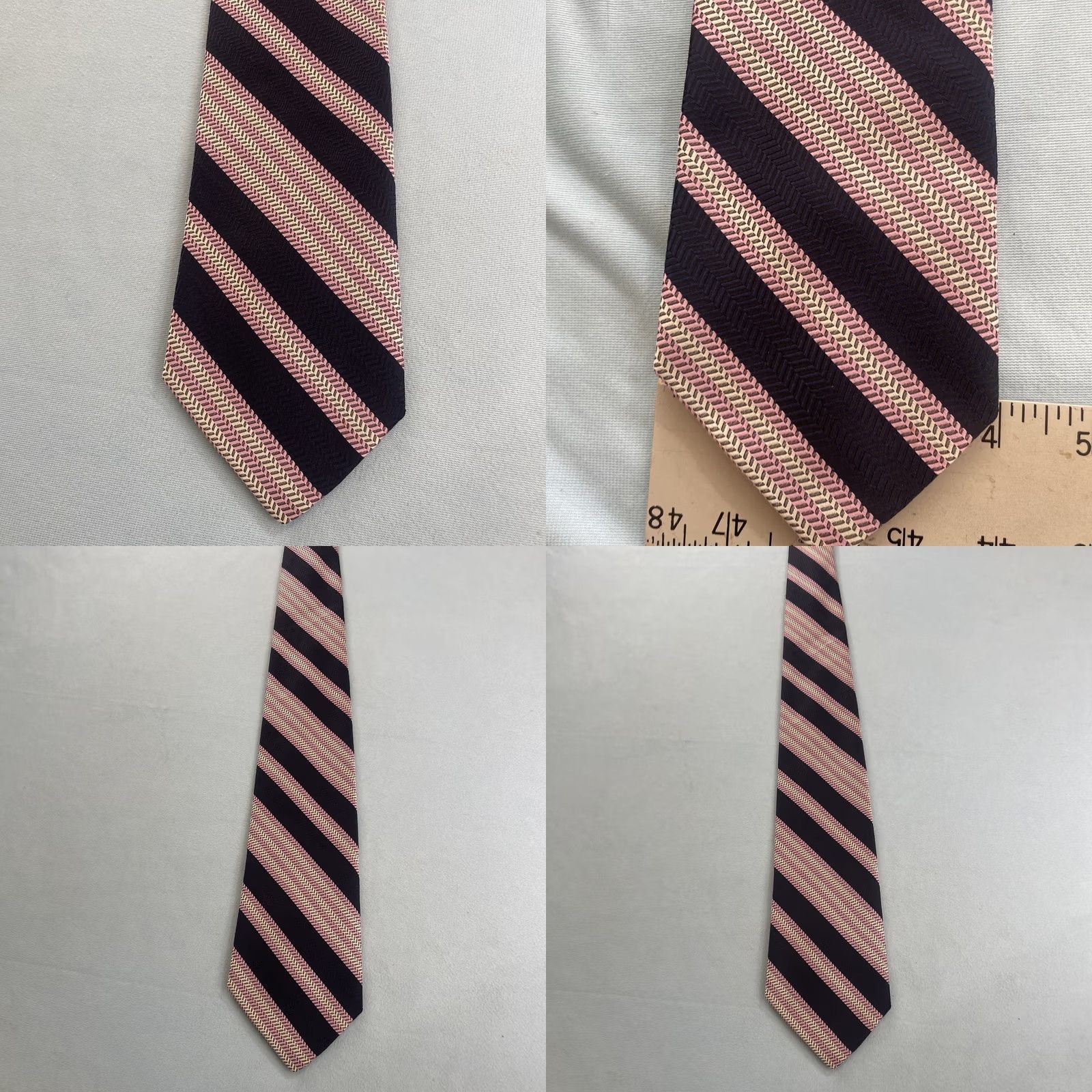 Pinko VINTAGE NeckTie Pink Blue Repp Stripe Polyester Thick Woven Retro Disco 70s Wide 4x56 Mens Size ONE SIZE - 8 Thumbnail