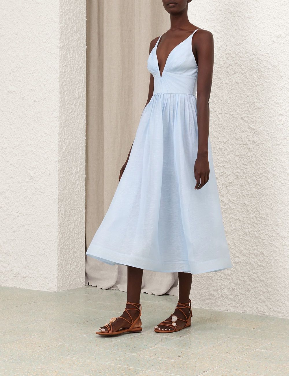 Zimmermann oc11z0226 Illuminate V Neck Midi Dress In Mint Blue Size M / US 6-8 / IT 42-44 - 8 Thumbnail