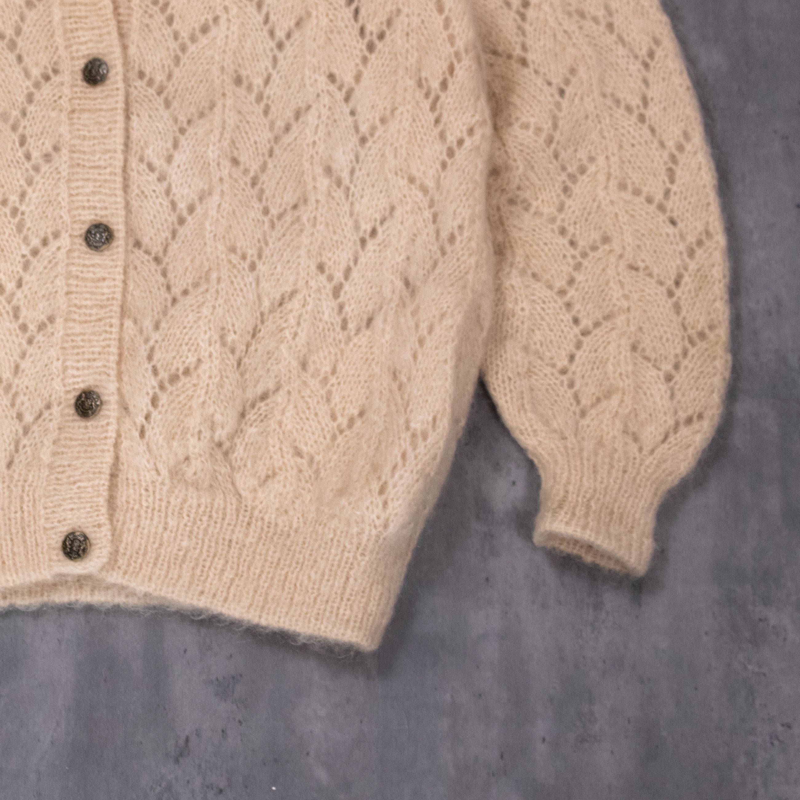 Japanese Brand Vintage VTG 1980's Mohair Cable Knit Baggy Oversize Cardigan Size US M / EU 48-50 / 2 - 4 Thumbnail