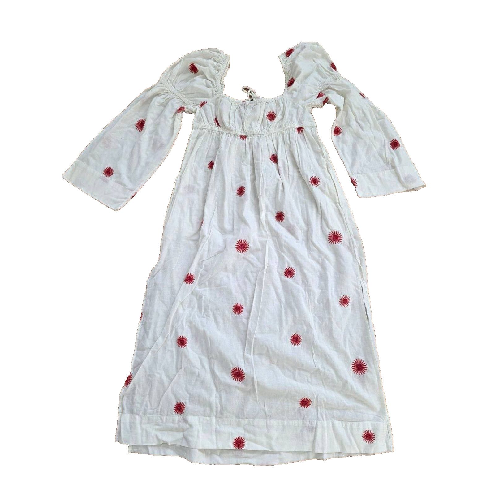 Free People Free People Emory Embroidered Dress White/Red S/P A001147 Size S / US 4 / IT 40 - 4 Thumbnail