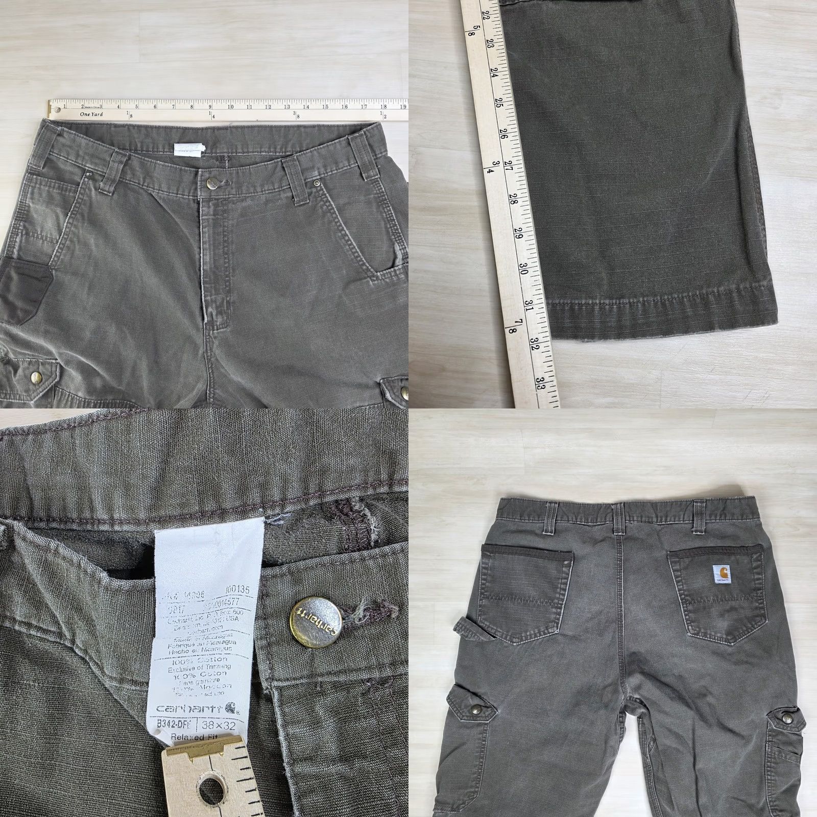 Carhartt Carhartt Cargo Pants Brown Ripstop Canvas Work Utility B342 DFE 38 x 32 Mens Regular Straight Cargo Pocket 5-Pocket Construction Workwear Modern Size US 38 / EU 54 - 8 Thumbnail