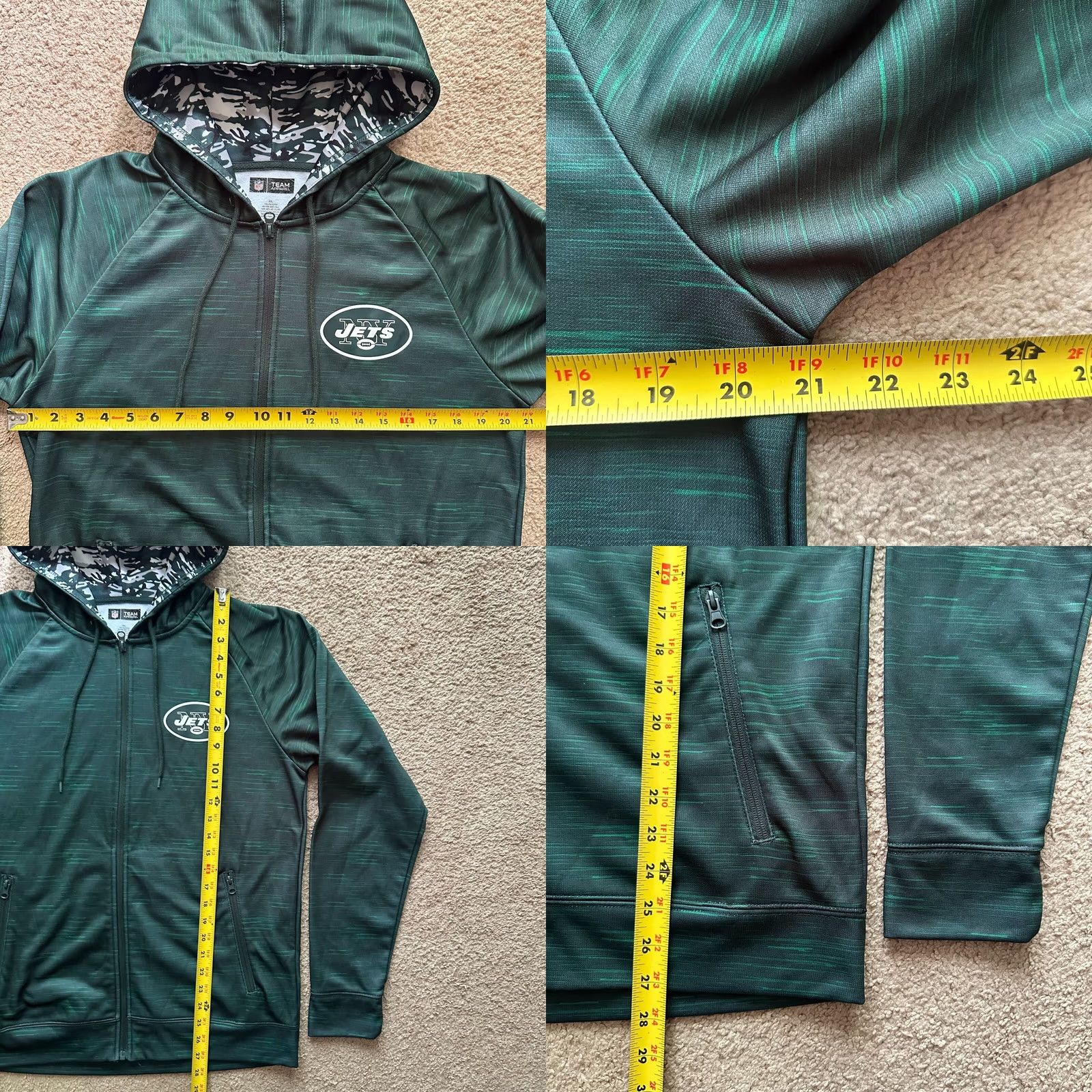 NFL NFL New York Jets Sweatshirt Womens 2XL Full Zip Green Hoodie Team Apparel Size XXL / US 16-18 / IT 52-54 - 8 Thumbnail