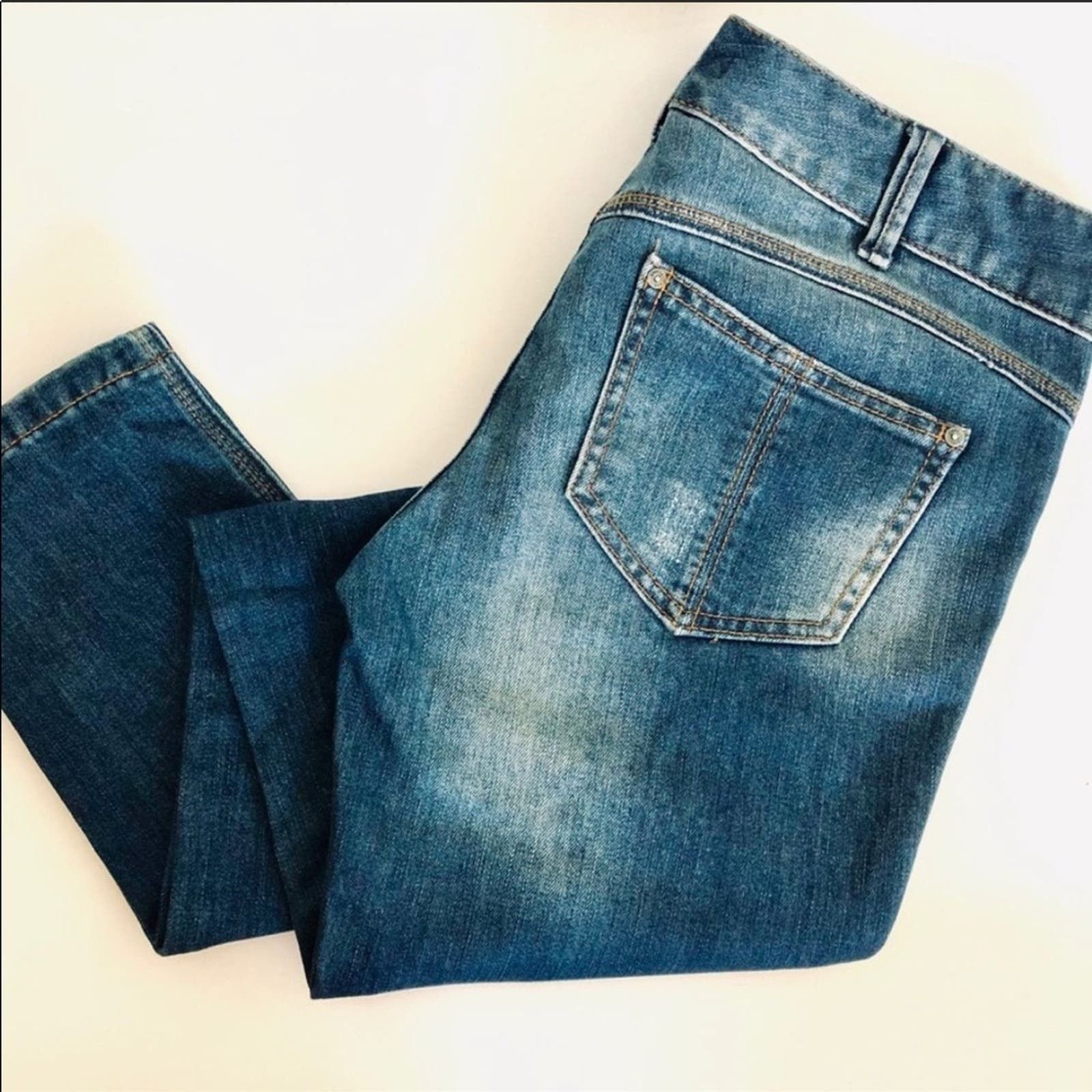 FREE PEOPLE Medium Wash Bleached Look Denim Skinny Jeans