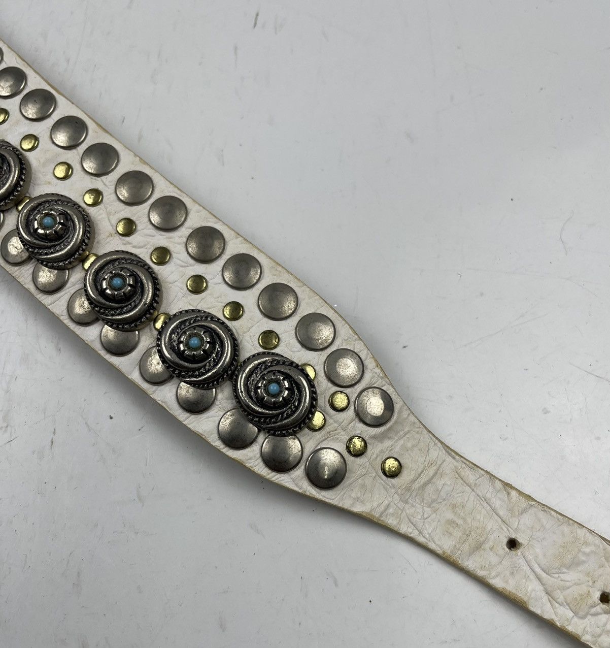 Japanese Brand rare designs nanni studded leather belt made in italy tc31 Size 34 - 3 Thumbnail
