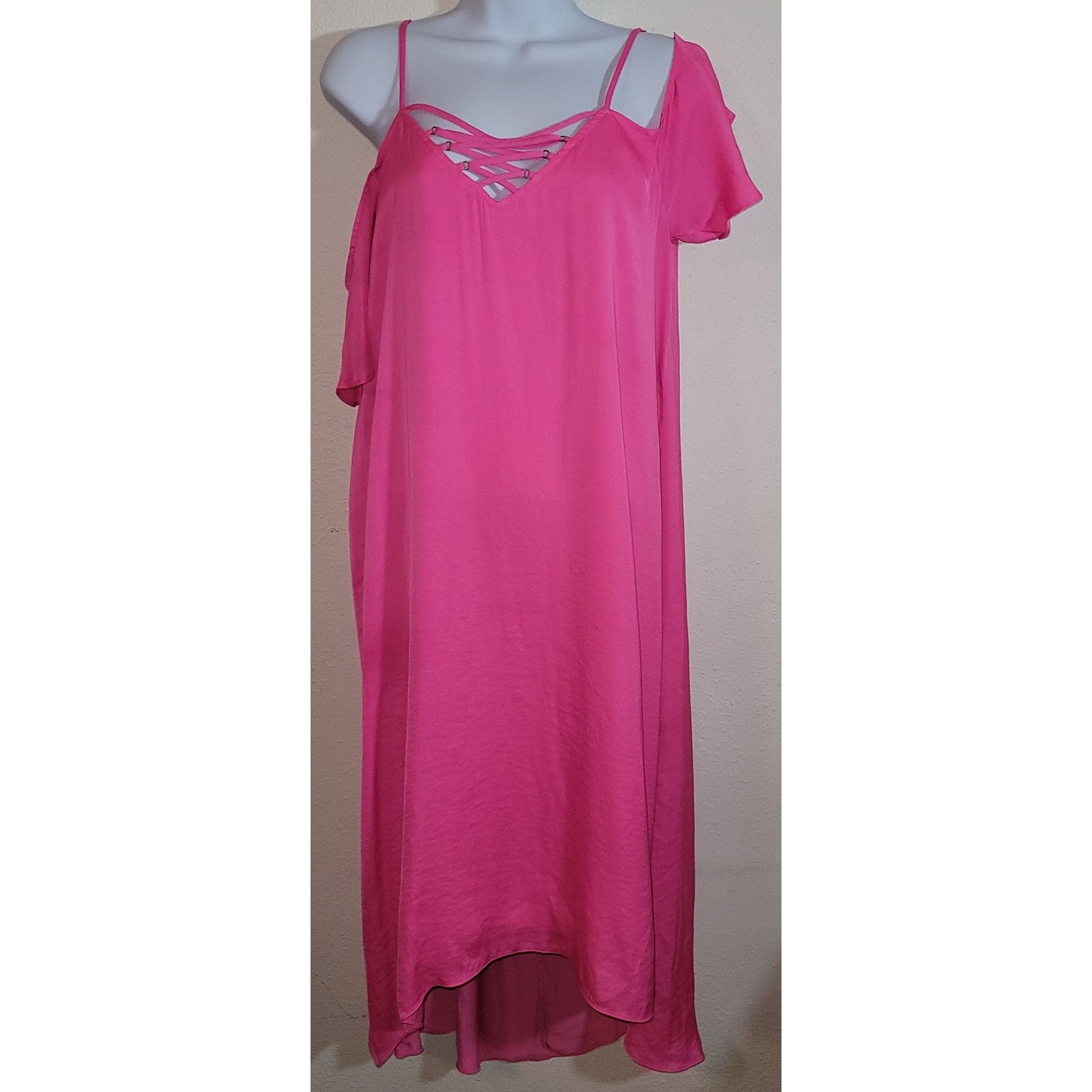 Jennifer Lopez Jennifer Lopez Pink Cold Shoulder Hi Low Midi Dress Medium Size M / US 6-8 / IT 42-44 - 1 Thumbnail