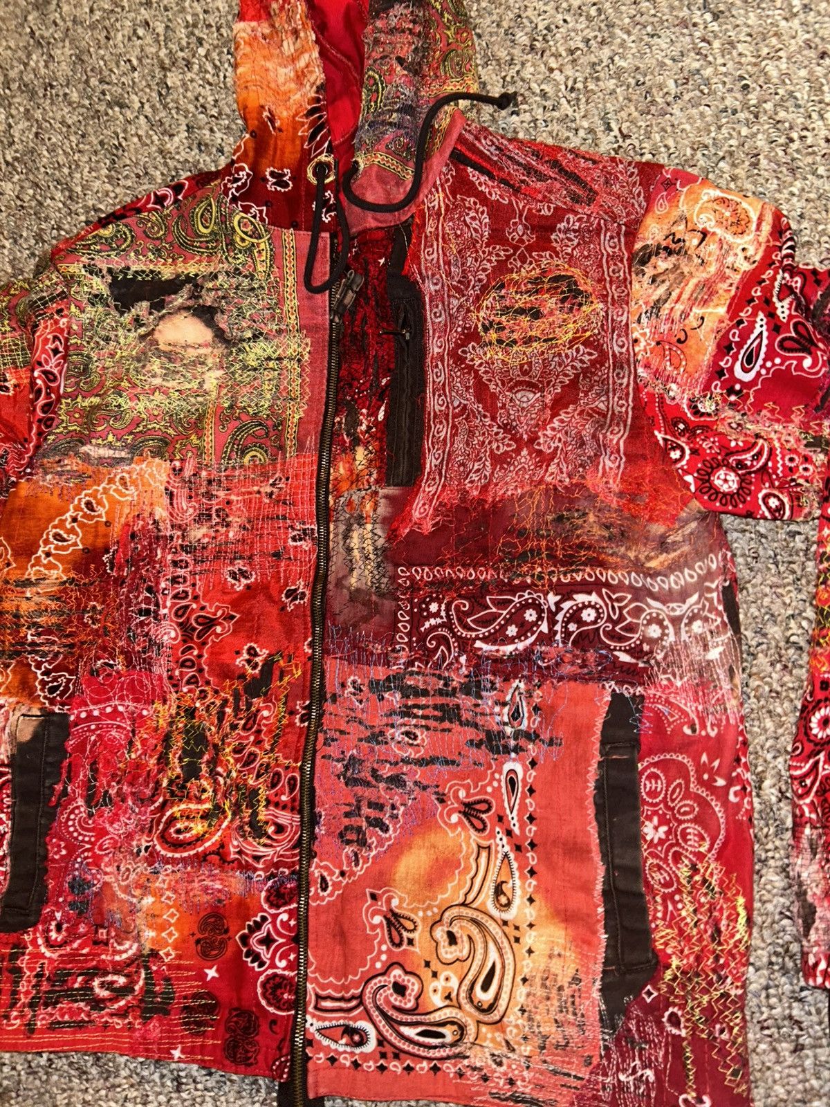 Other 1/1 Your World red bandana distressed repaired work jacket Size US M / EU 48-50 / 2 - 2 Thumbnail