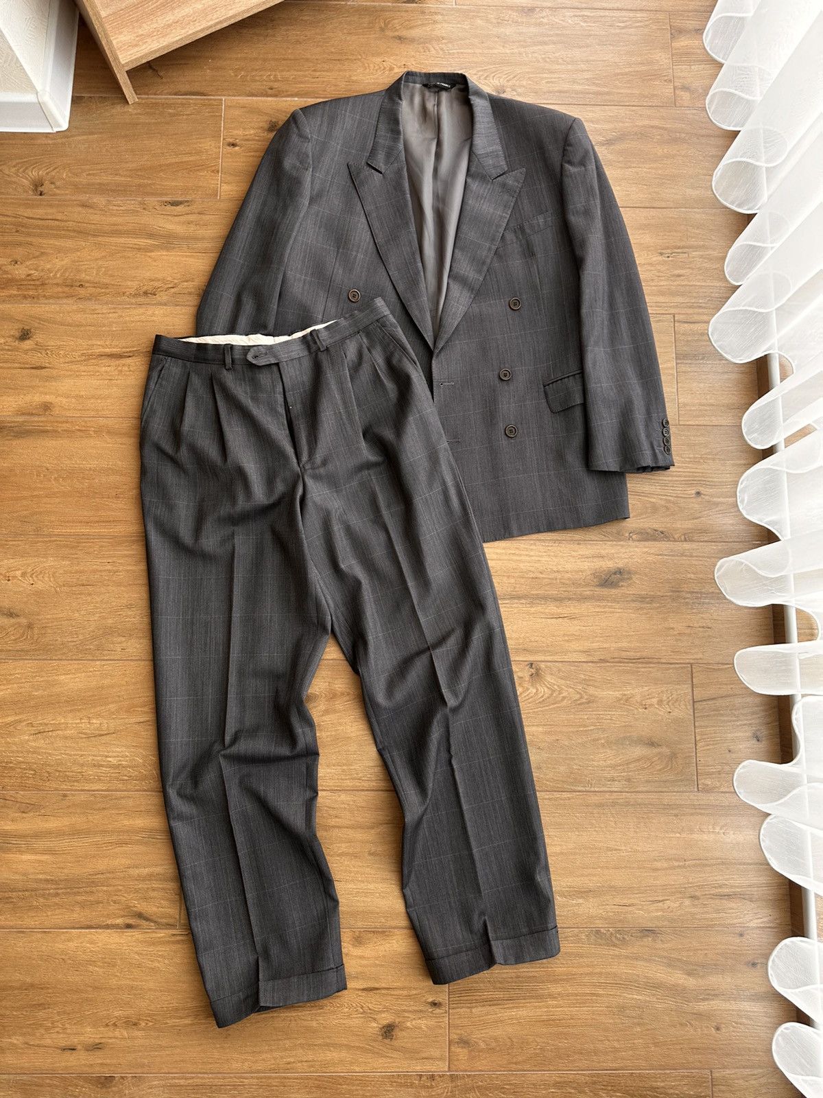 Balenciaga × Vintage Vintage Balenciaga Paris Luxury Laine Grey Formal Suit Size 40L - 7 Thumbnail